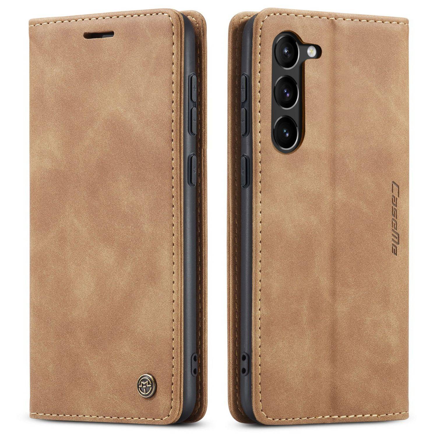 Hülle kompatibel mit Samsung Galaxy S23 Plus Kunstleder Handyhülle - Handy Case Braun