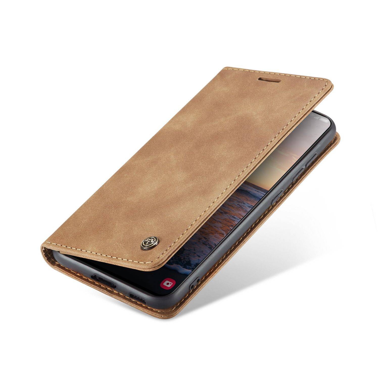 Hülle kompatibel mit Samsung Galaxy S23 Plus Kunstleder Handyhülle - Handy Case Braun