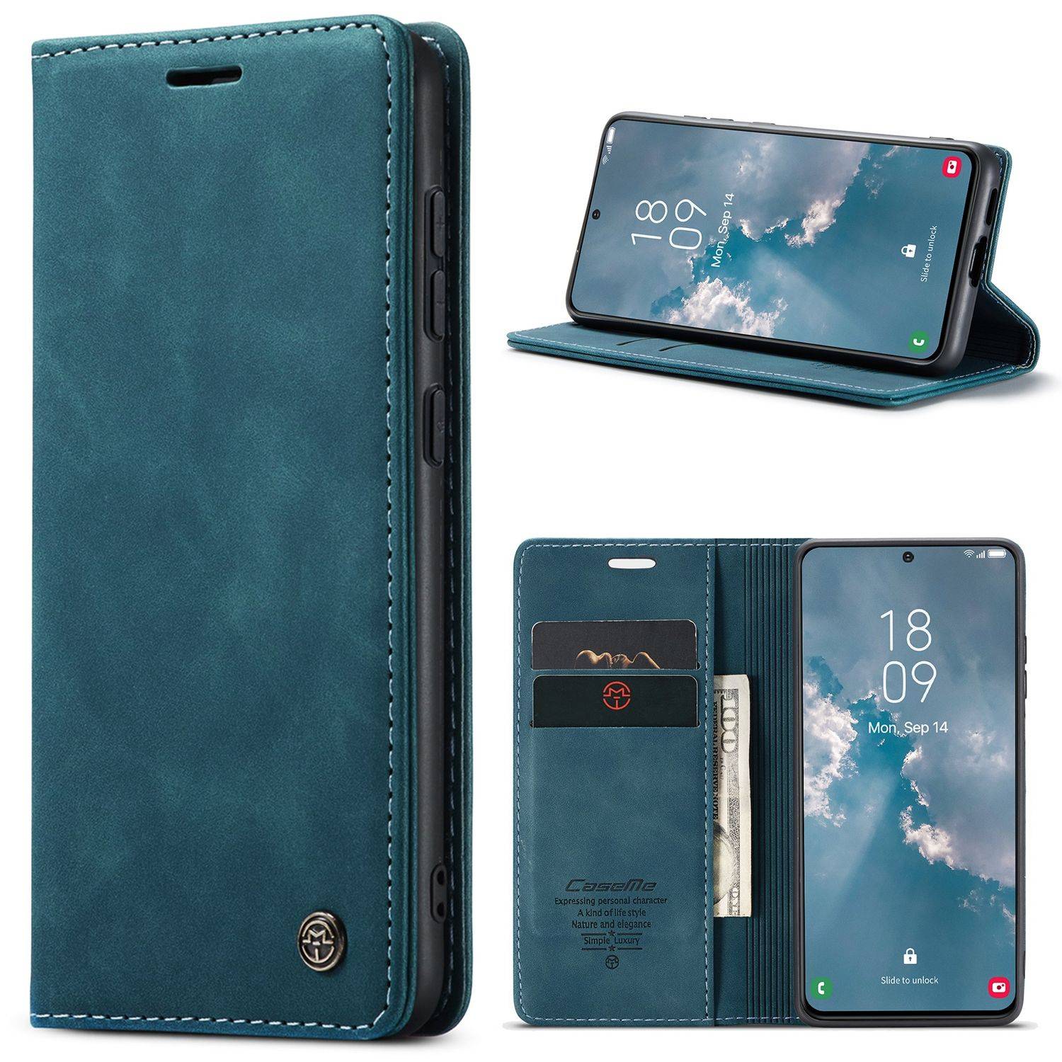 Hülle kompatibel mit Samsung Galaxy S23 Kunstleder Handyhülle - Handy Case Blau