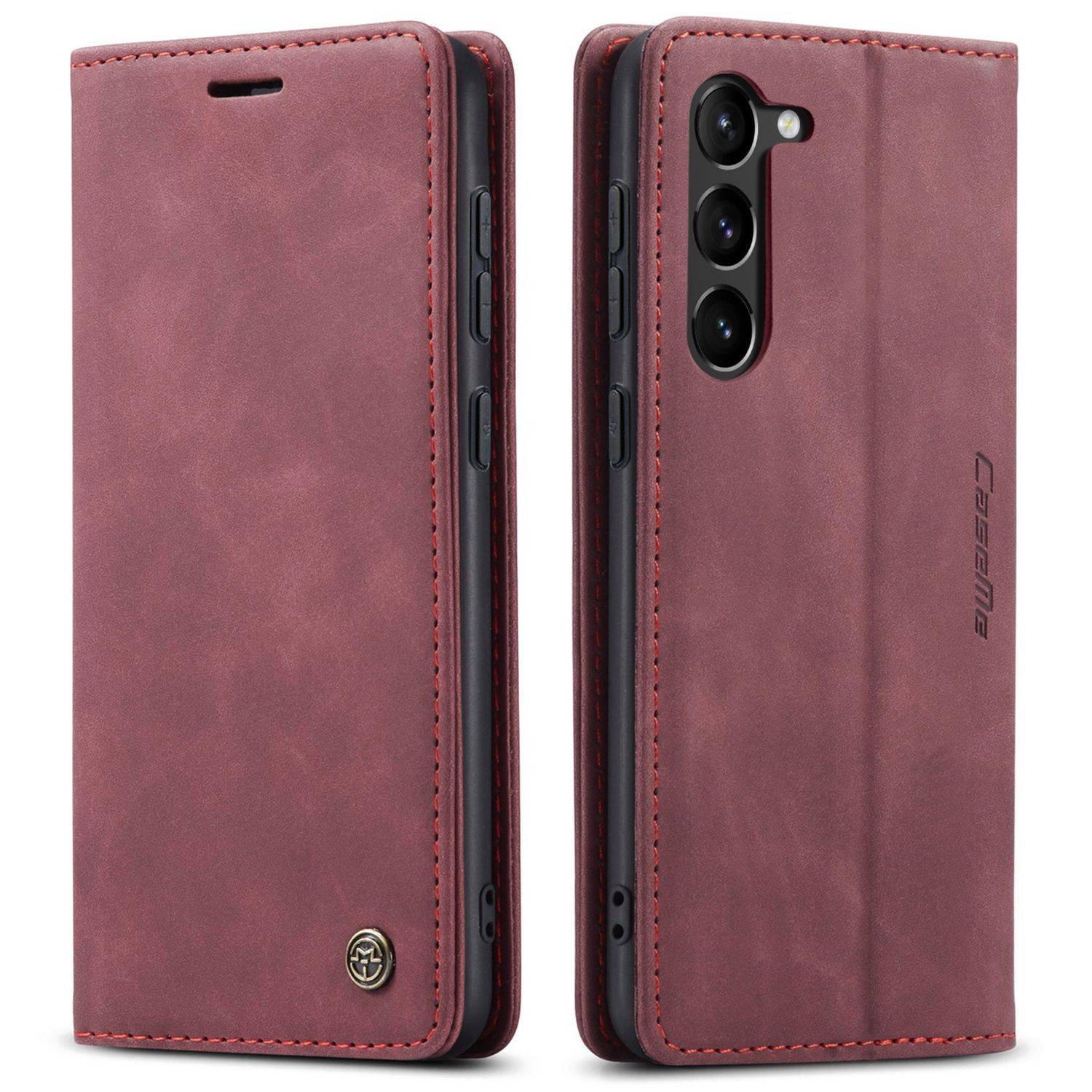 Hülle kompatibel mit Samsung Galaxy S23 Plus Kunstleder Handyhülle - Handy Case Weinrot