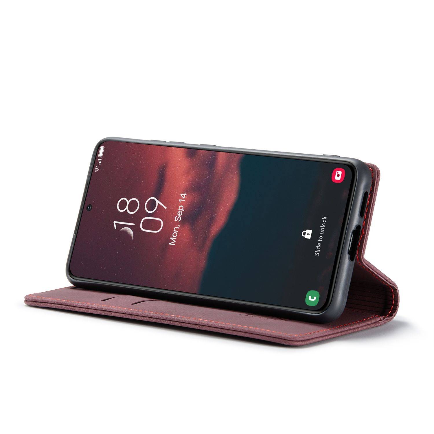 Hülle kompatibel mit Samsung Galaxy S23 Plus Kunstleder Handyhülle - Handy Case Weinrot