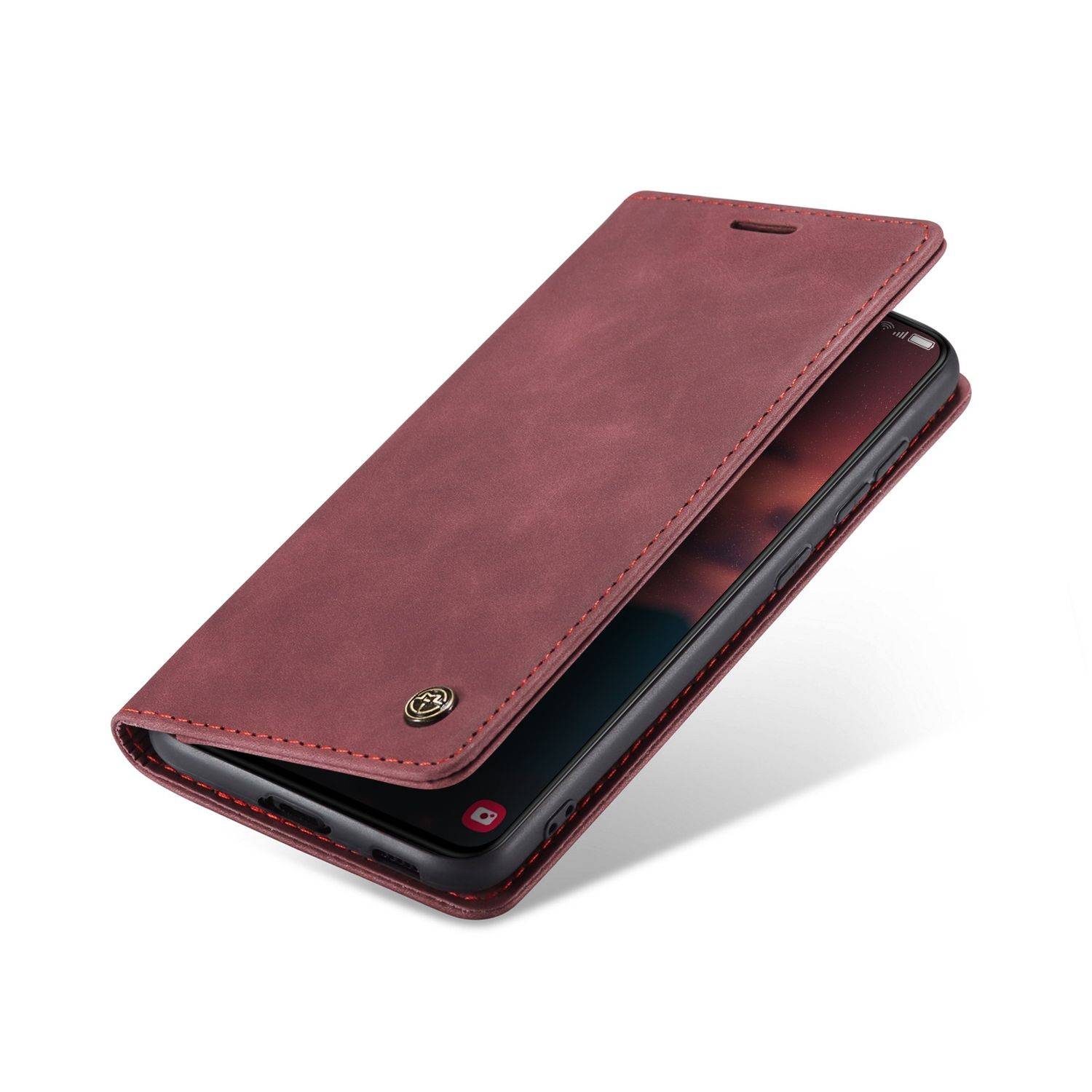 Hülle kompatibel mit Samsung Galaxy S23 Plus Kunstleder Handyhülle - Handy Case Weinrot
