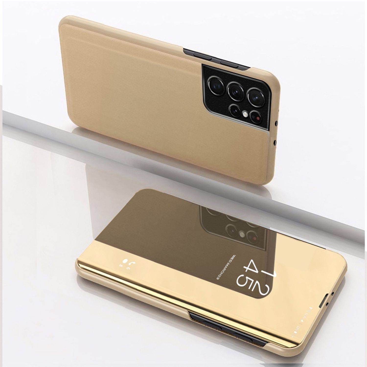 Hülle kompatibel mit Samsung Galaxy S23 Ultra Kunstleder Handyhülle - Handy Case Gold