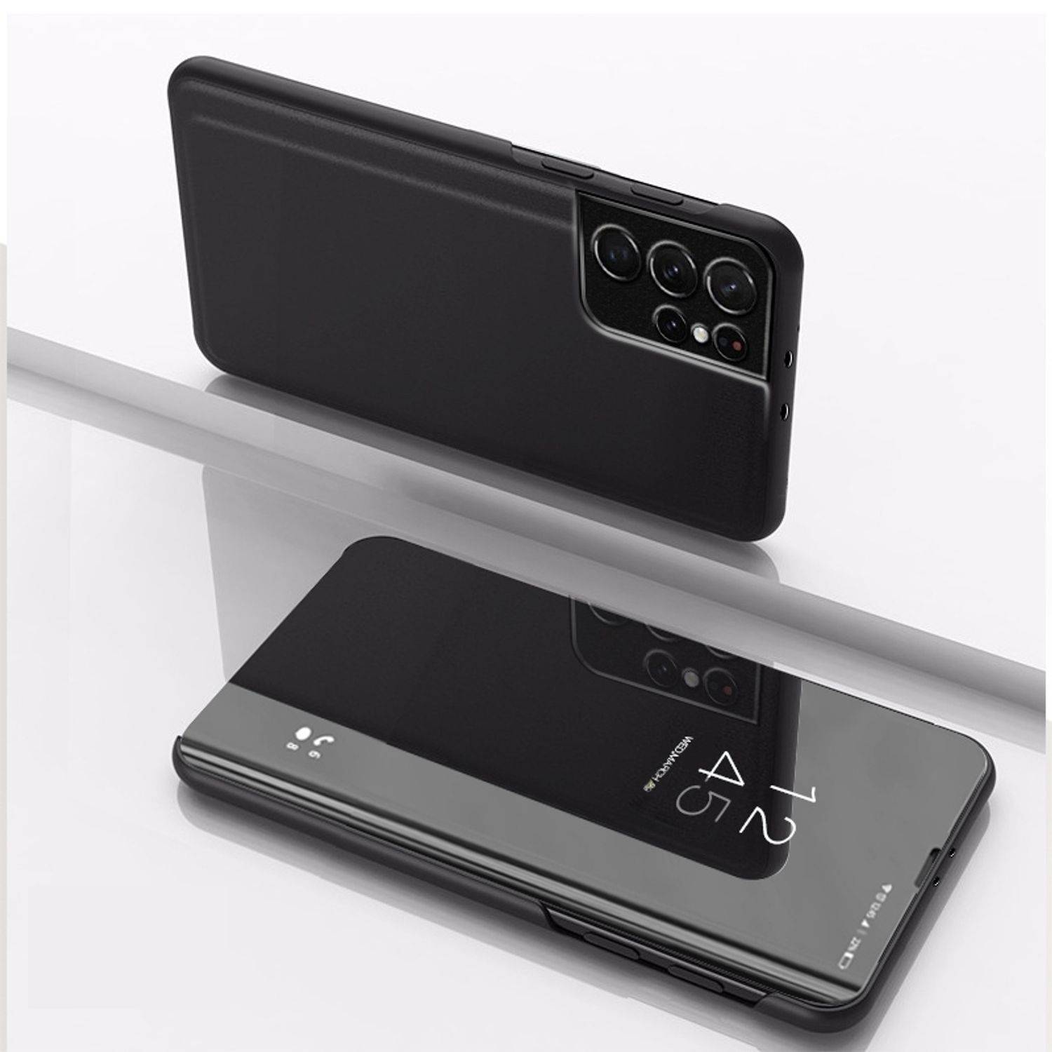Hülle kompatibel mit Samsung Galaxy S23 Ultra Kunstleder Handyhülle - Handy Case Schwarz