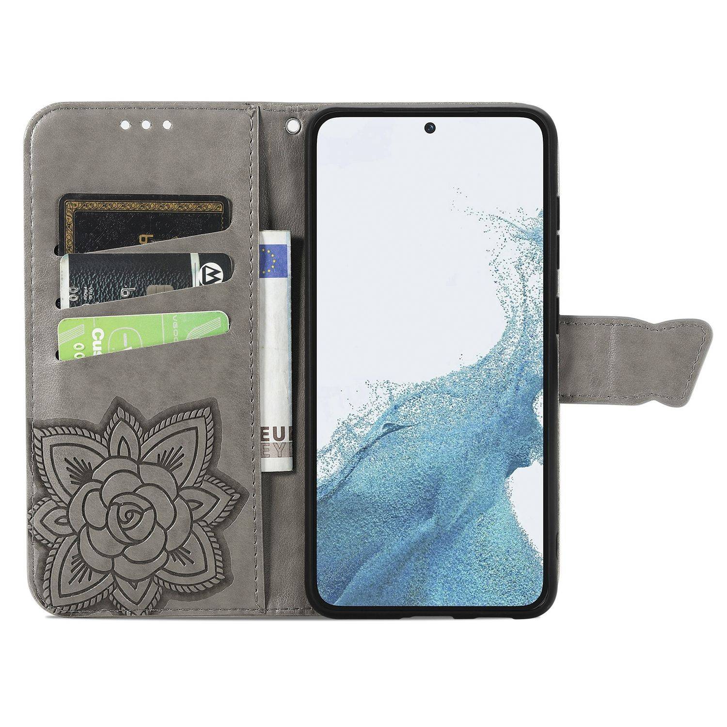 Hülle kompatibel mit Samsung Galaxy S23 Kunstleder Handyhülle - Handy Case Grau