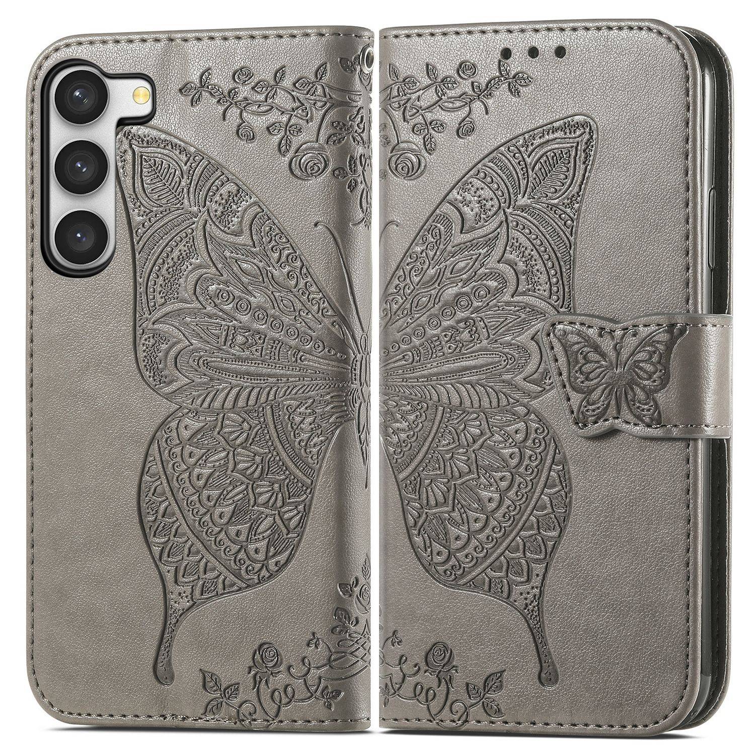 Hülle kompatibel mit Samsung Galaxy S23 Kunstleder Handyhülle - Handy Case Grau