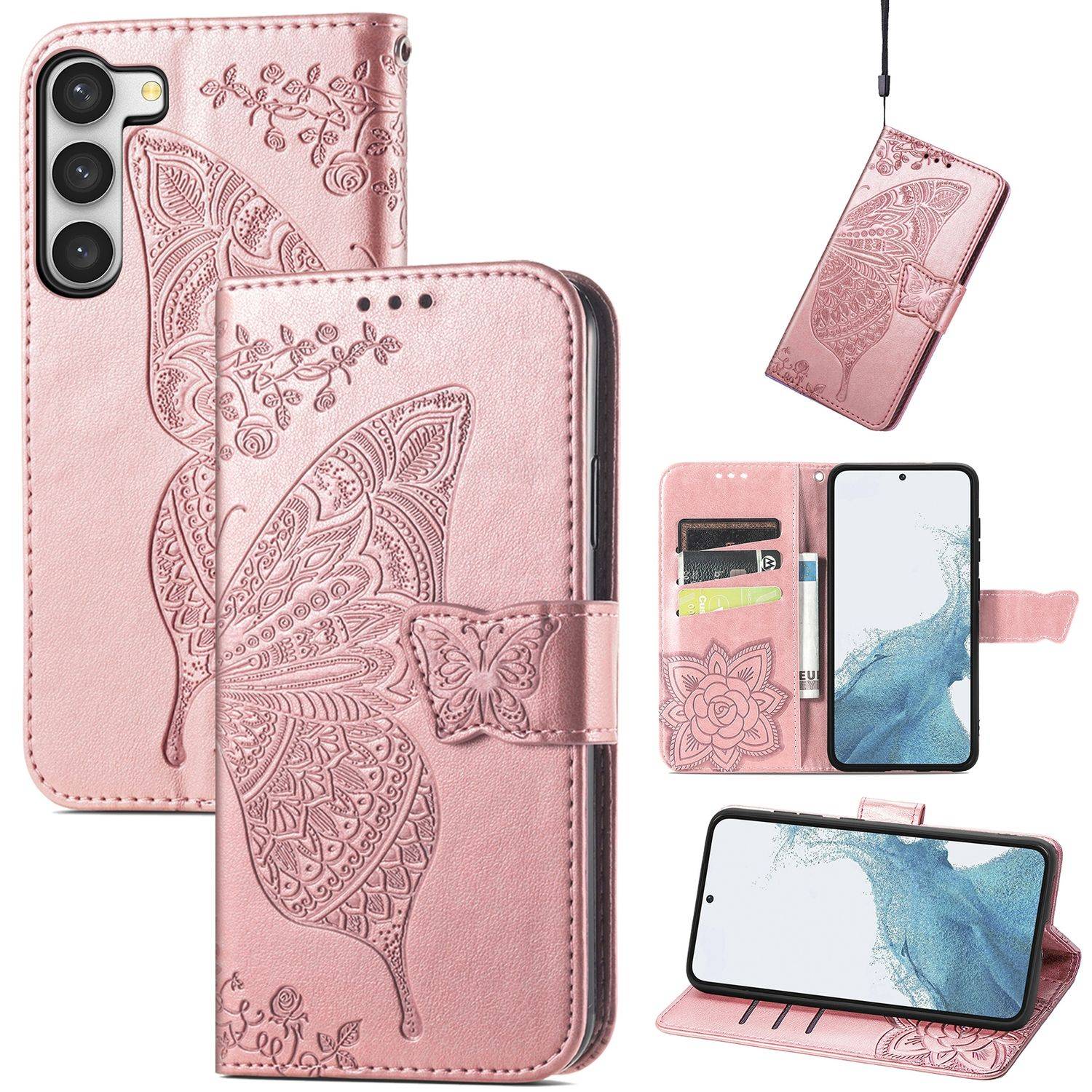 Hülle kompatibel mit Samsung Galaxy S23 Plus Kunstleder Handyhülle - Handy Case Rose Gold