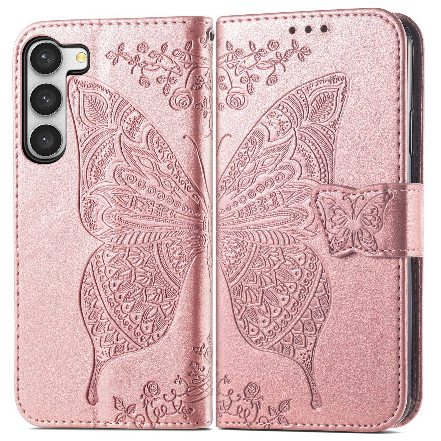 Hülle kompatibel mit Samsung Galaxy S23 Plus Kunstleder Handyhülle - Handy Case Rose Gold