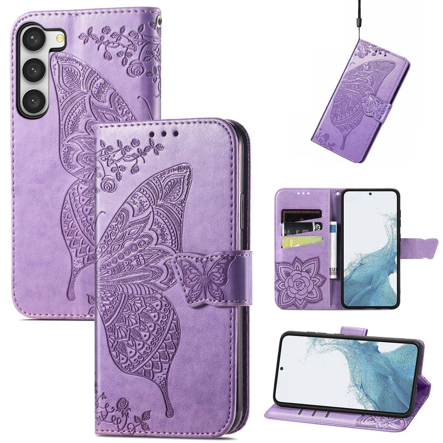Hülle kompatibel mit Samsung Galaxy S23 Ultra Kunstleder Handyhülle - Handy Case Lavendel