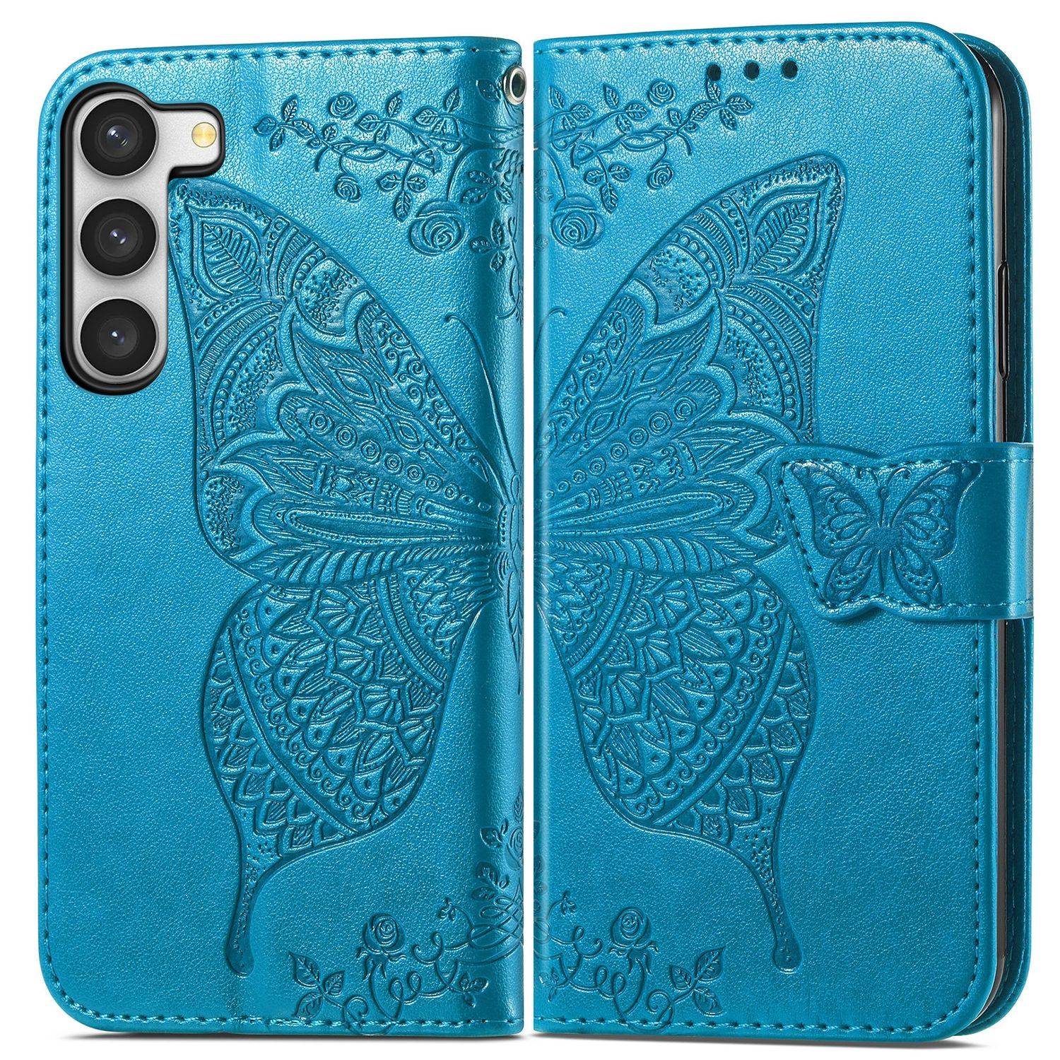 Hülle kompatibel mit Samsung Galaxy S23 Ultra Kunstleder Handyhülle - Handy Case Blau