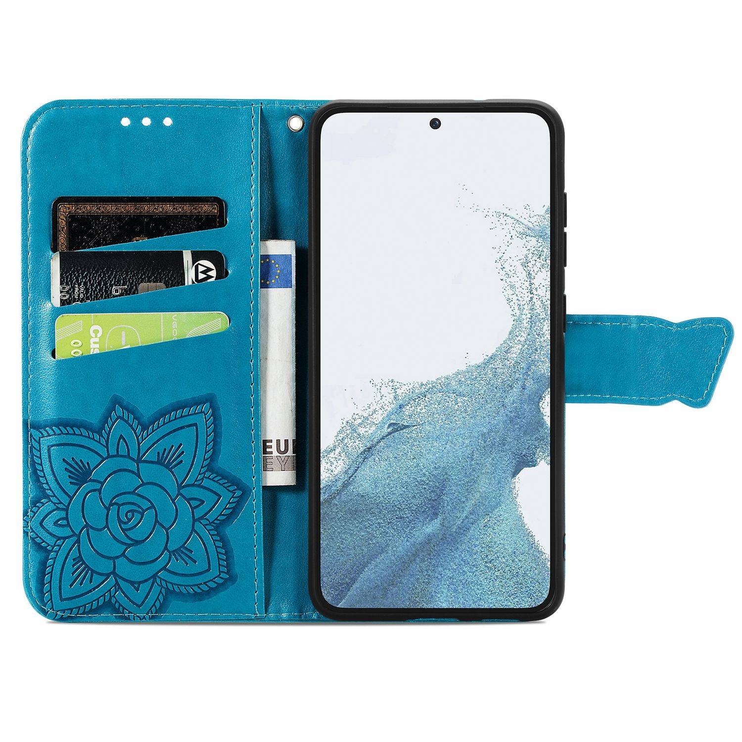 Hülle kompatibel mit Samsung Galaxy S23 Ultra Kunstleder Handyhülle - Handy Case Blau