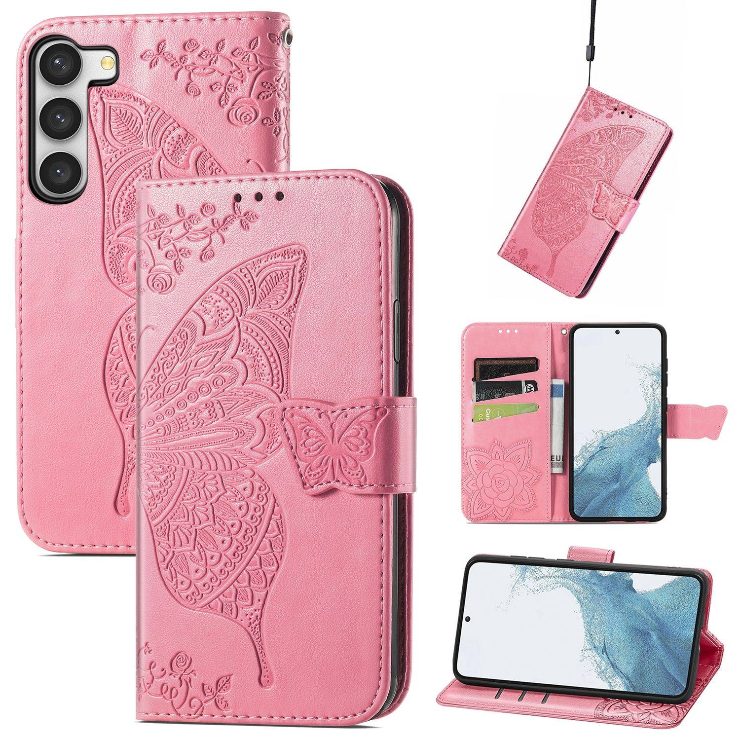 Hülle kompatibel mit Samsung Galaxy S23 Ultra Kunstleder Handyhülle - Handy Case Rosa