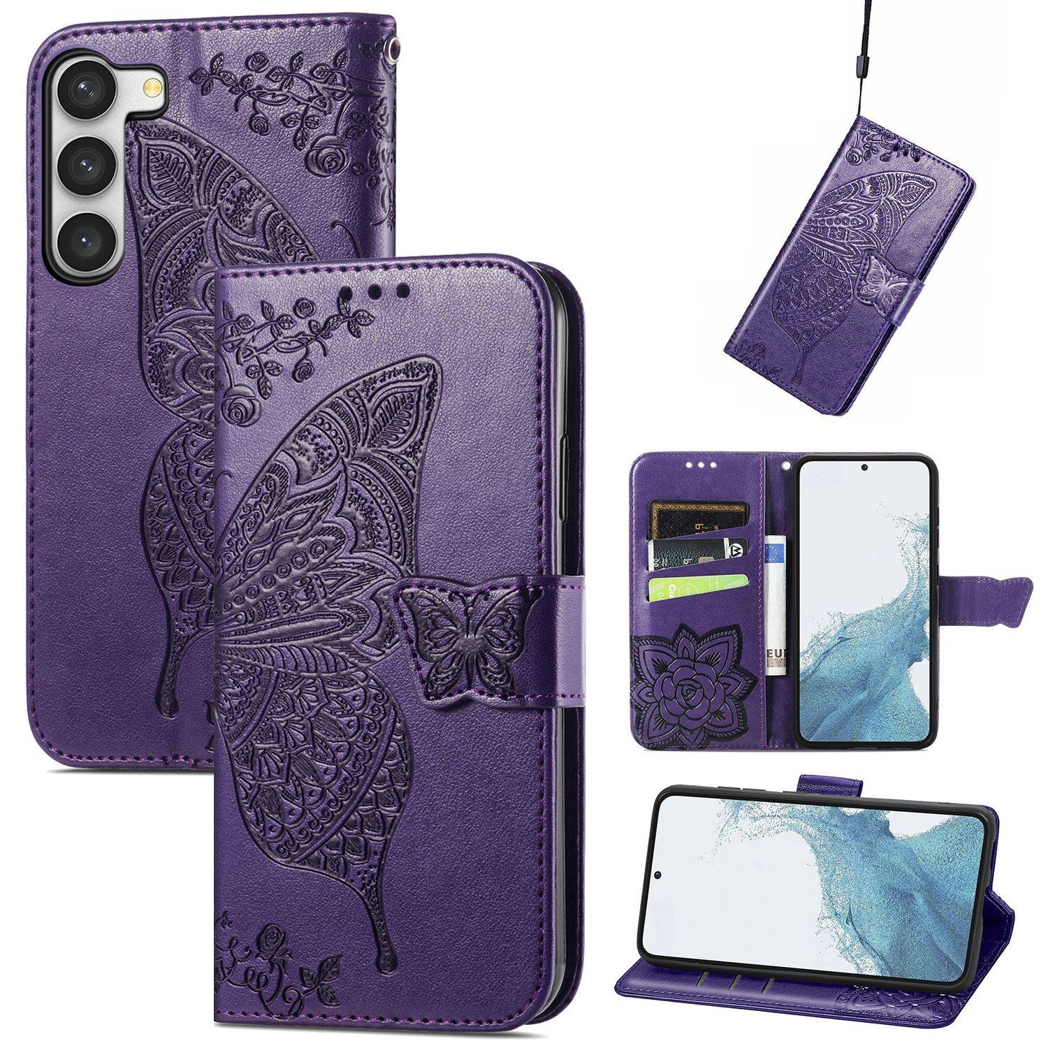 Hülle kompatibel mit Samsung Galaxy S23 Ultra Kunstleder Handyhülle - Handy Case Violett