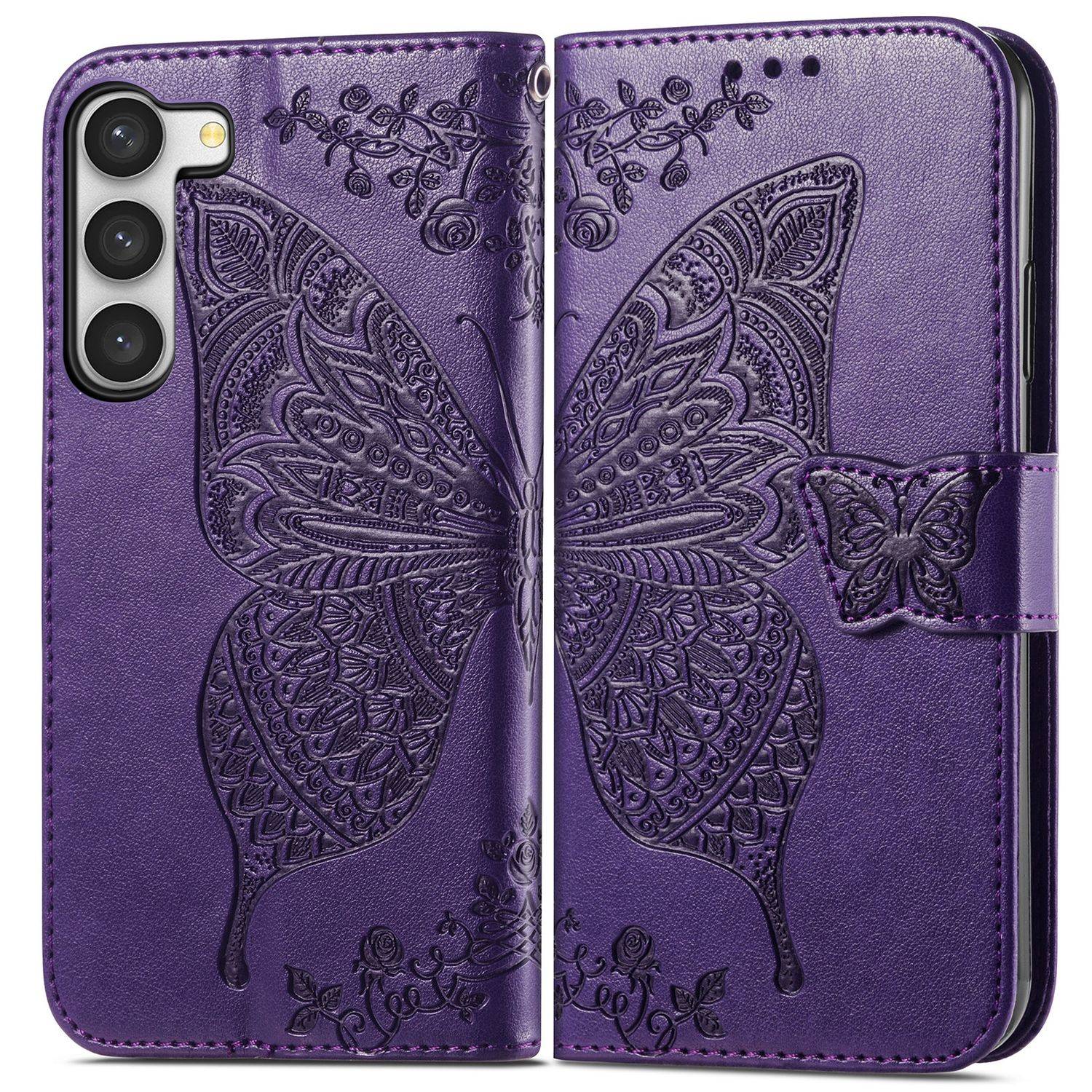 Hülle kompatibel mit Samsung Galaxy S23 Ultra Kunstleder Handyhülle - Handy Case Violett
