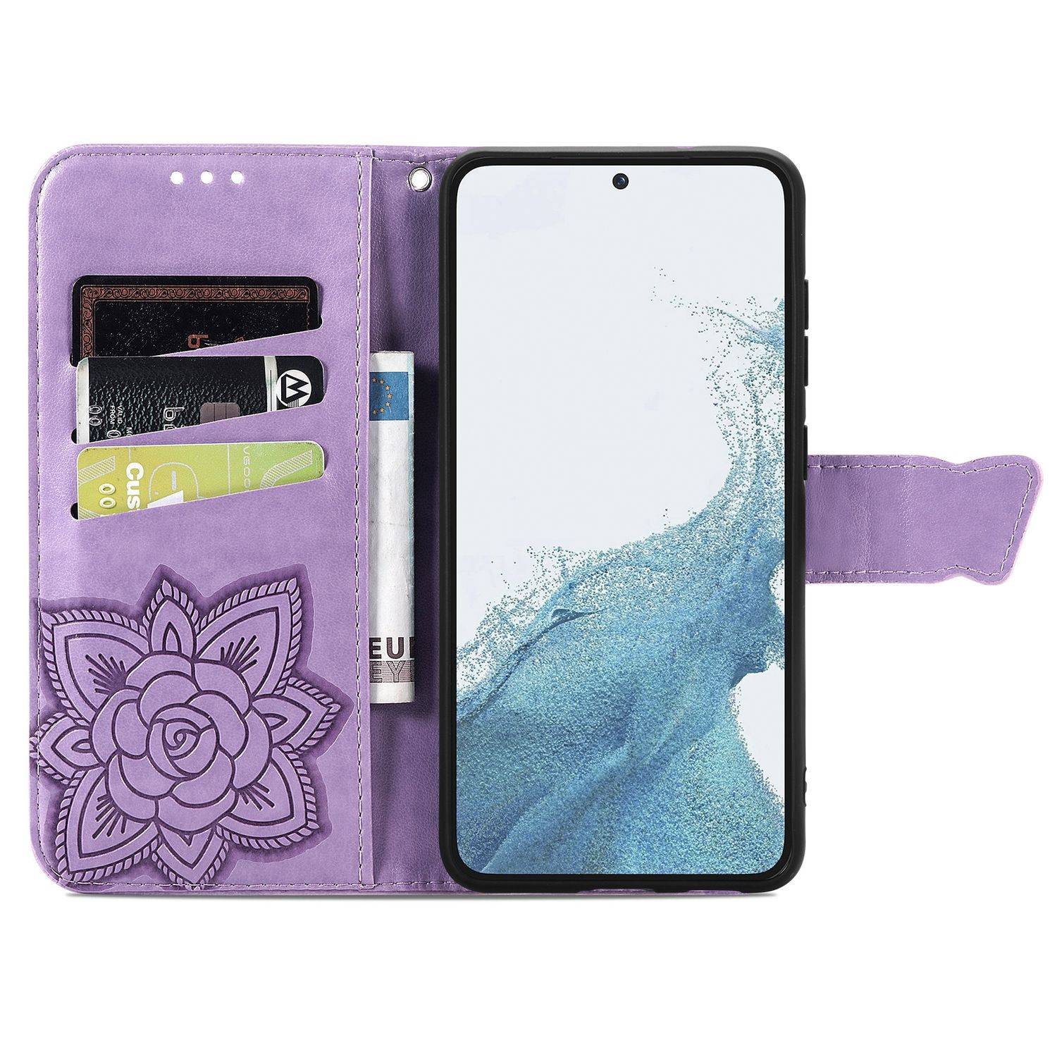 Hülle kompatibel mit Samsung Galaxy S23 Kunstleder Handyhülle - Handy Case Lavendel