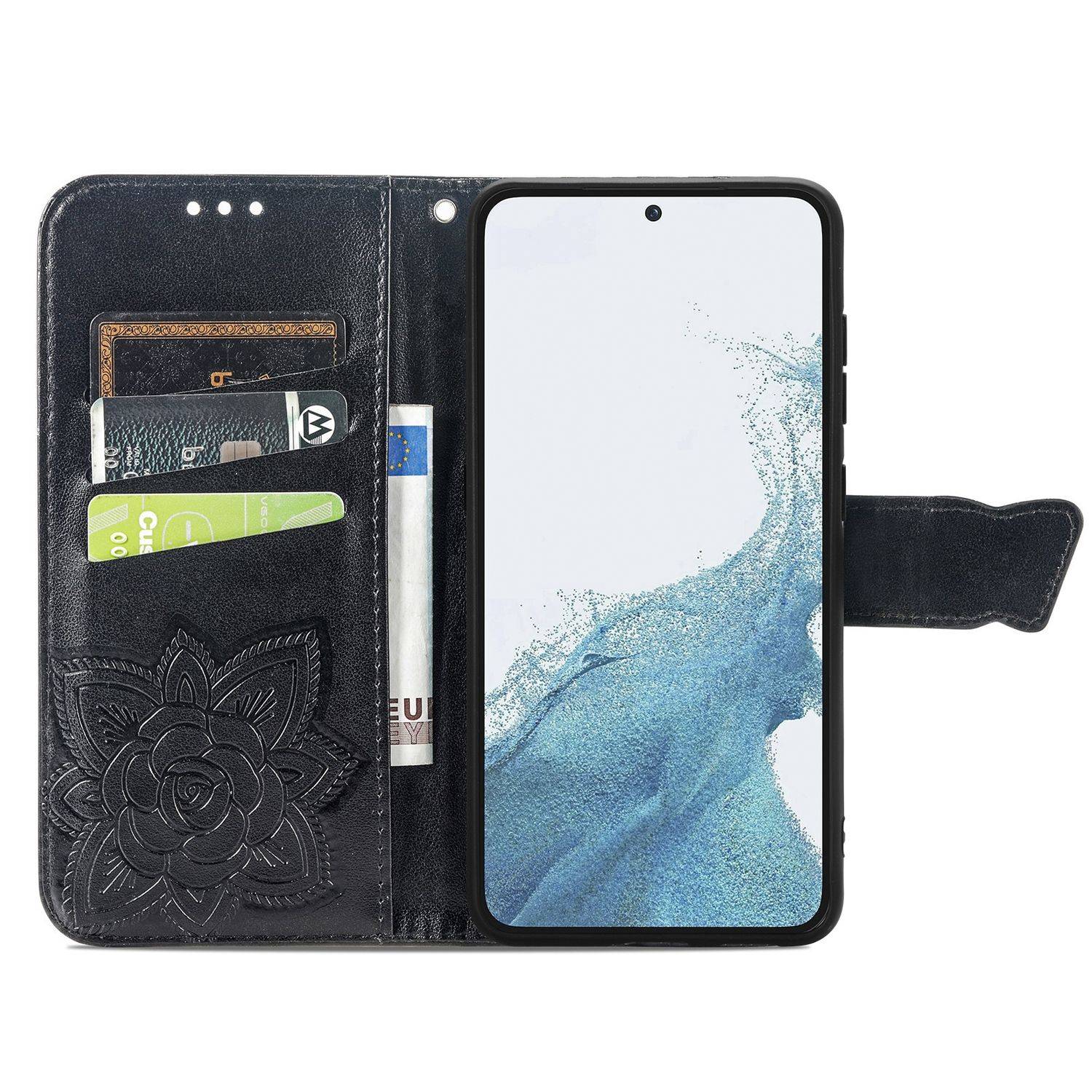 Hülle kompatibel mit Samsung Galaxy S23 Plus Kunstleder Handyhülle - Handy Case Schwarz