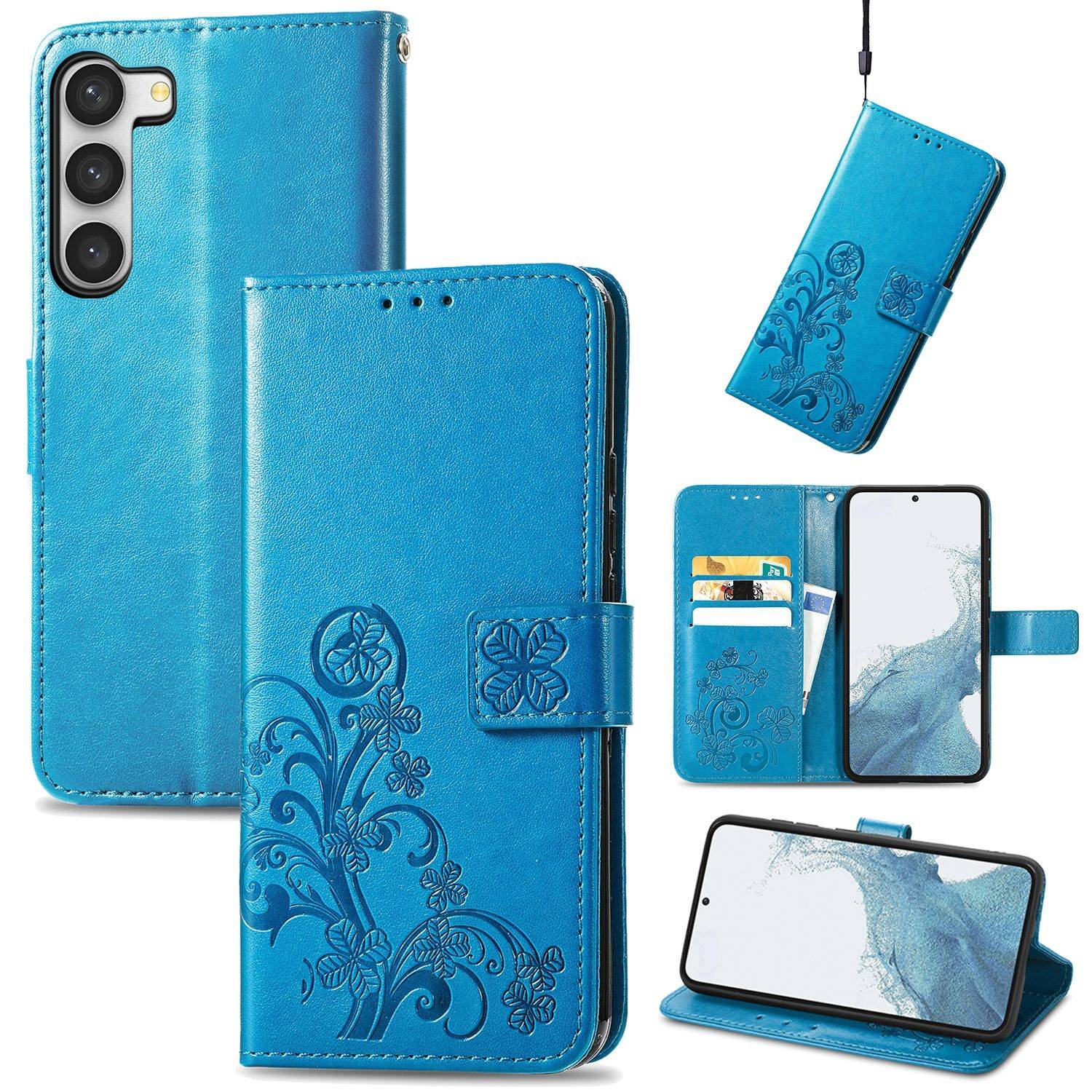Hülle kompatibel mit Samsung Galaxy S23 Plus Kunstleder Handyhülle - Handy Case Blau