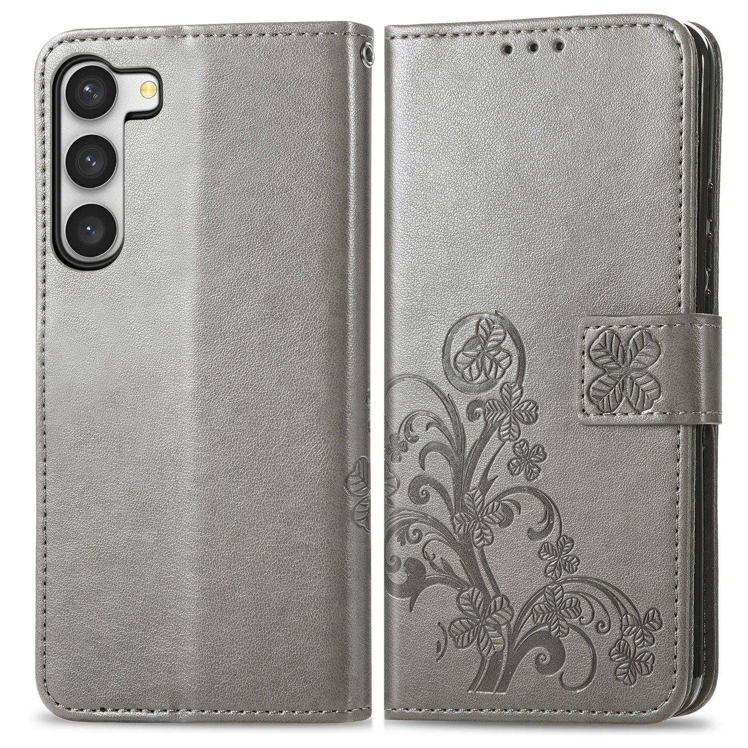 Hülle kompatibel mit Samsung Galaxy S23 Ultra Kunstleder Handyhülle - Handy Case Grau