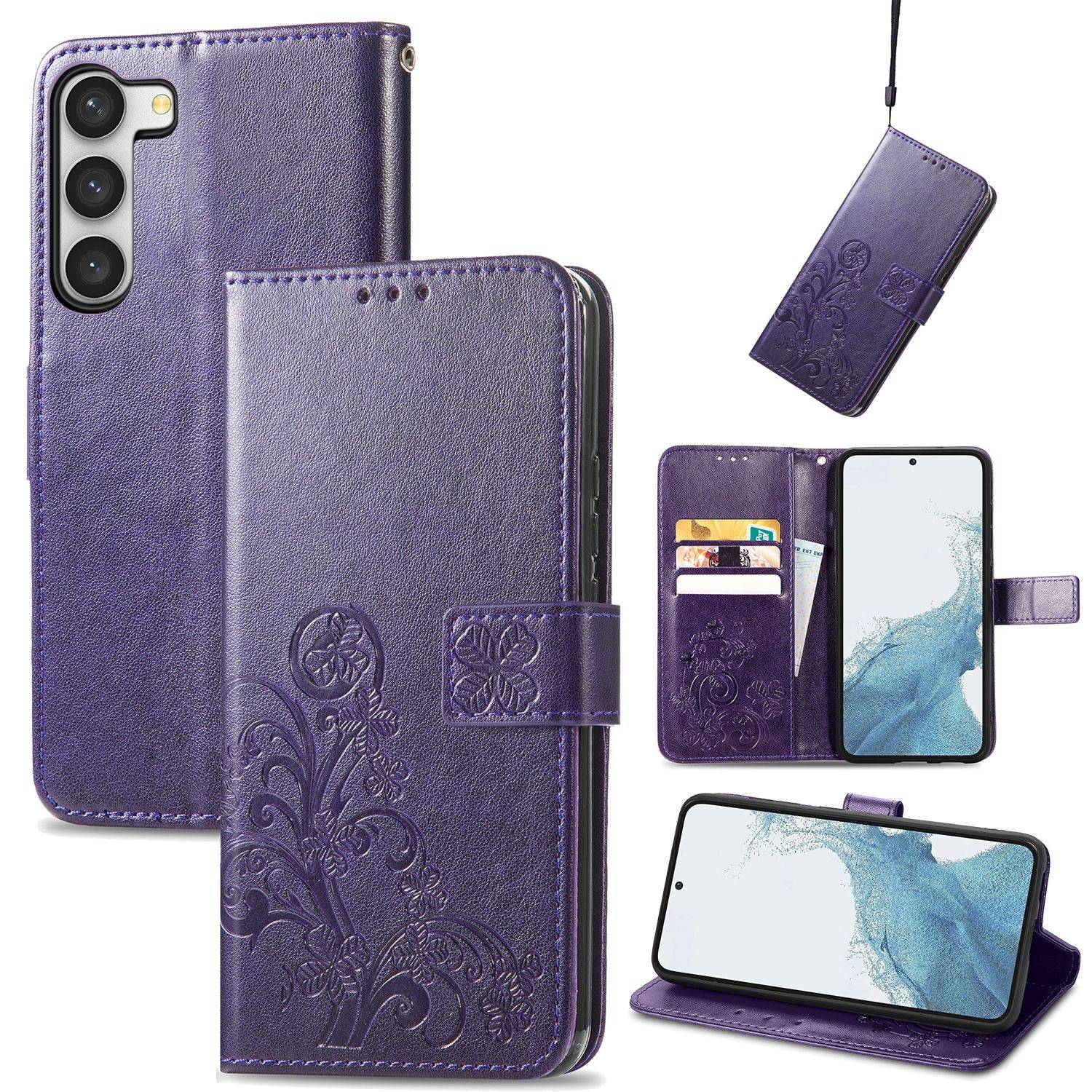 Hülle kompatibel mit Samsung Galaxy S23 Plus Kunstleder Handyhülle - Handy Case Violett