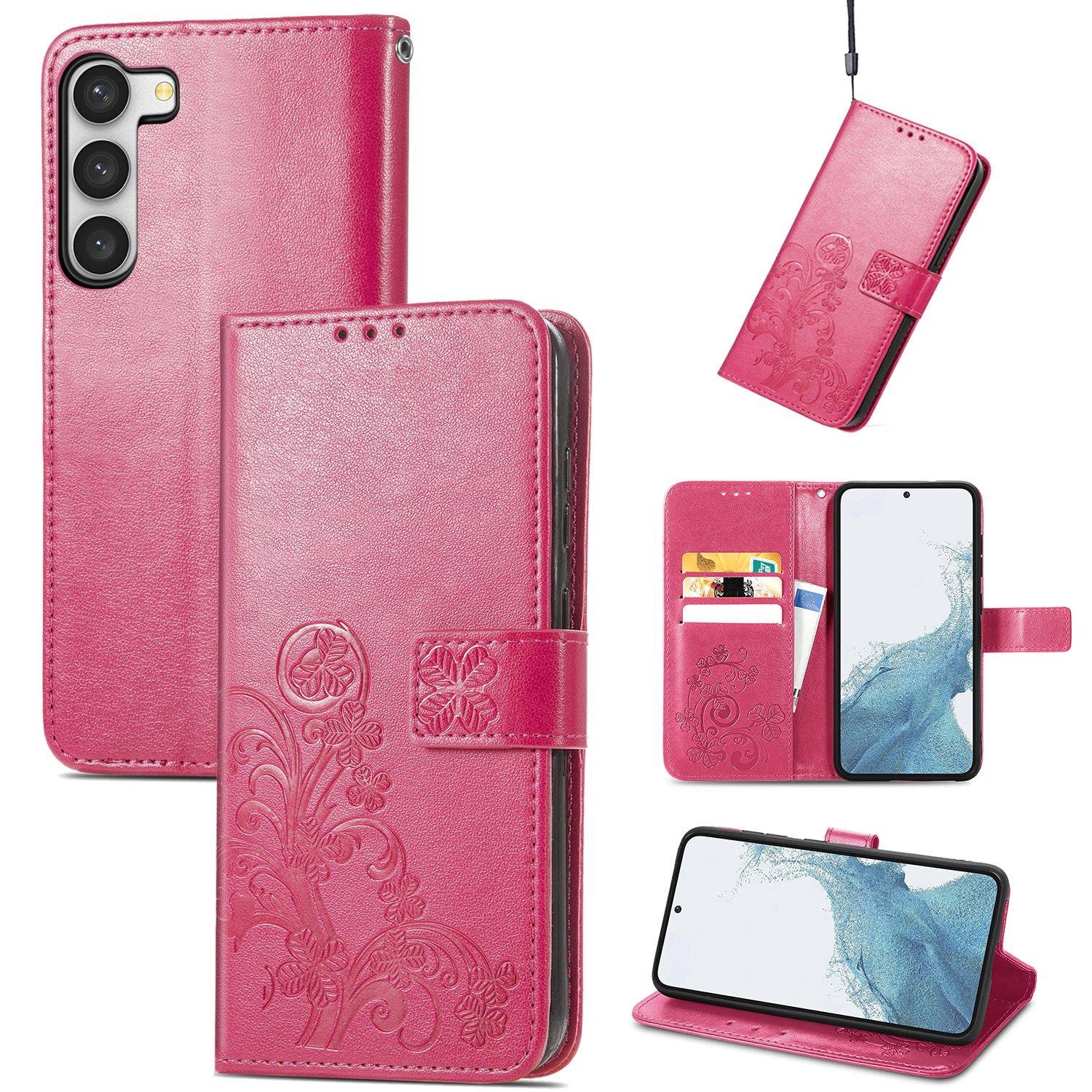 Hülle kompatibel mit Samsung Galaxy S23 Plus Kunstleder Handyhülle - Handy Case Rose