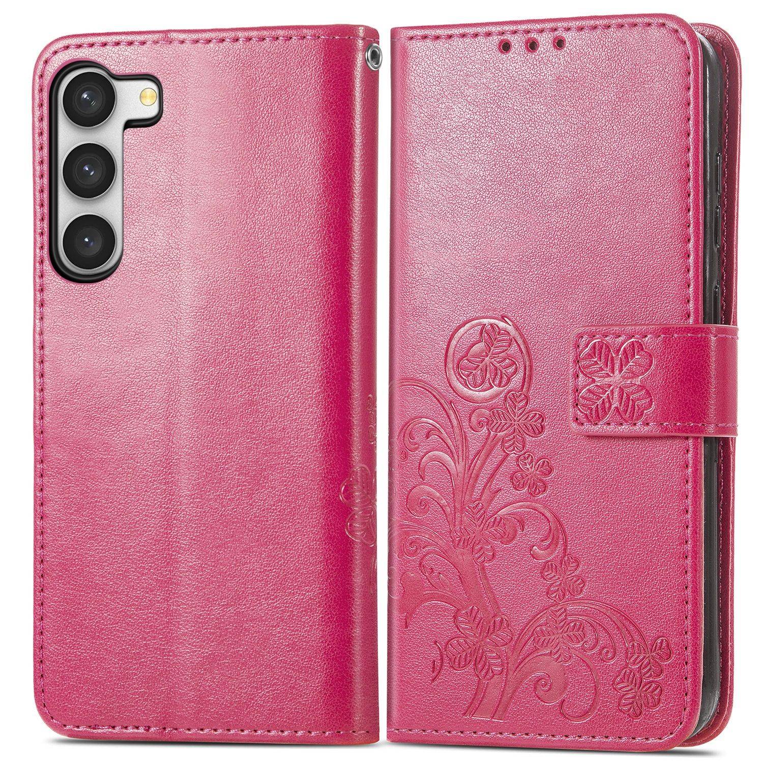 Hülle kompatibel mit Samsung Galaxy S23 Plus Kunstleder Handyhülle - Handy Case Rose