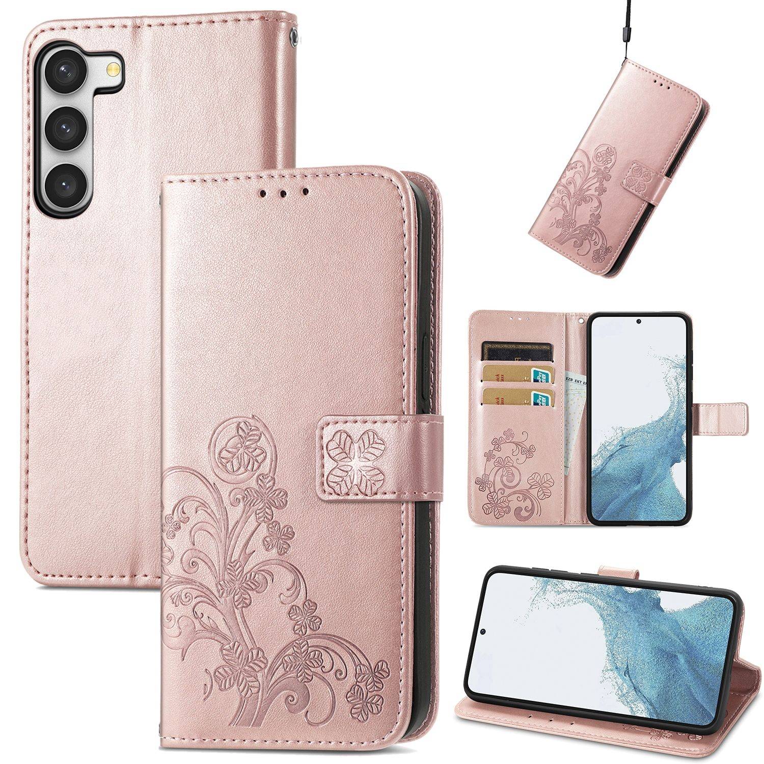 Hülle kompatibel mit Samsung Galaxy S23 Ultra Kunstleder Handyhülle - Handy Case Rose Gold