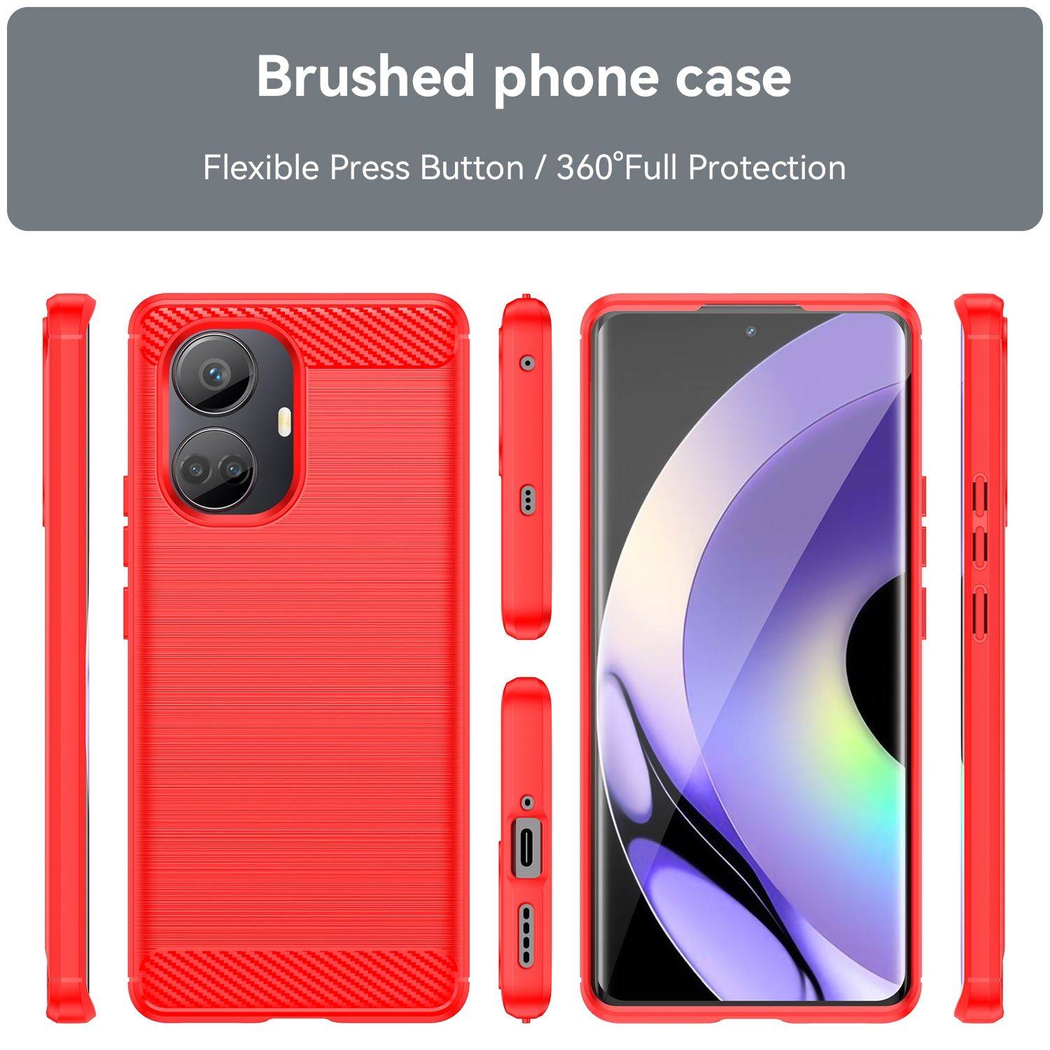 Hülle kompatibel mit realme 10 Pro+ 5G Kunststoff Soft Handyhülle - Handy Case Rot