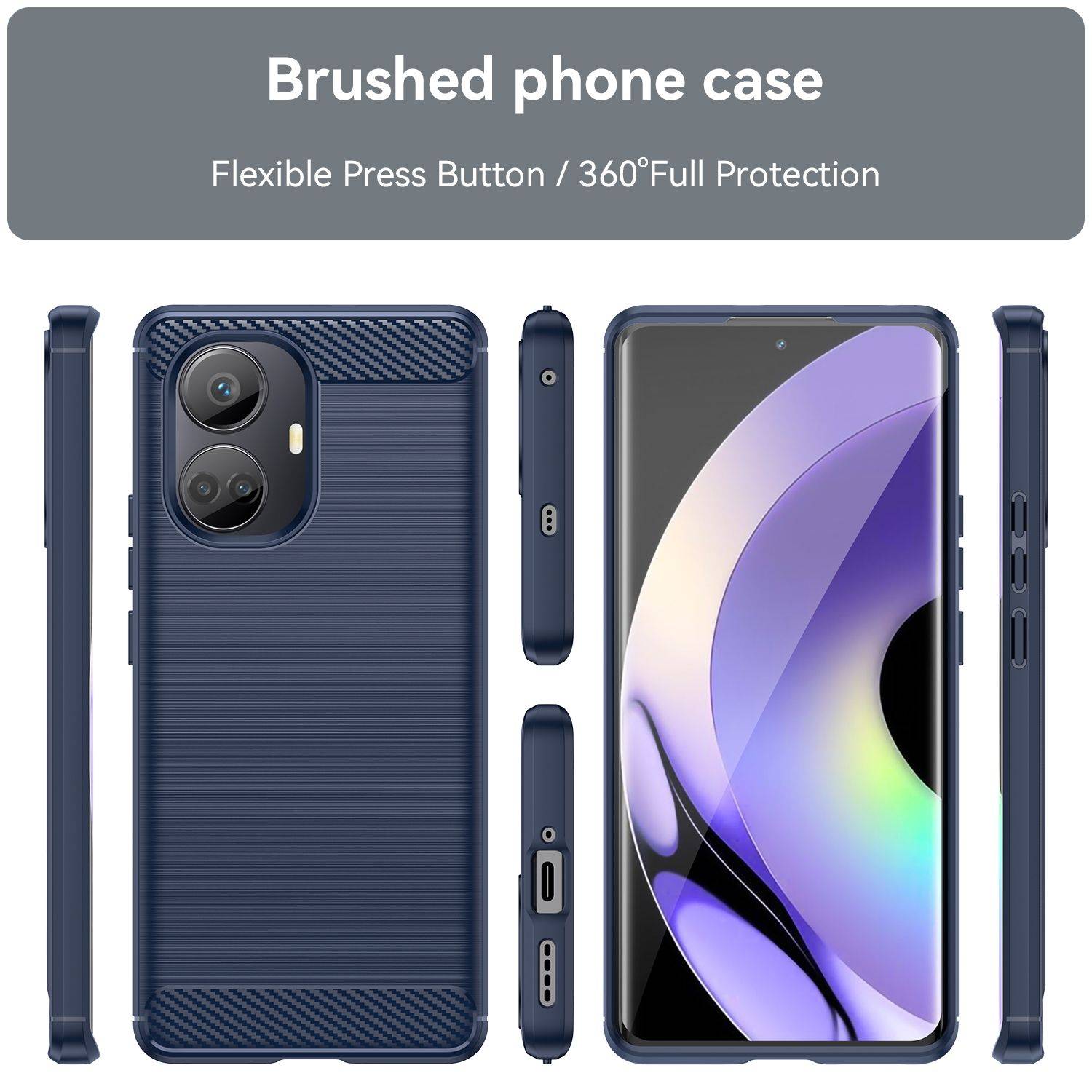 Hülle kompatibel mit realme 10 Pro+ 5G Kunststoff Soft Handyhülle - Handy Case Blau