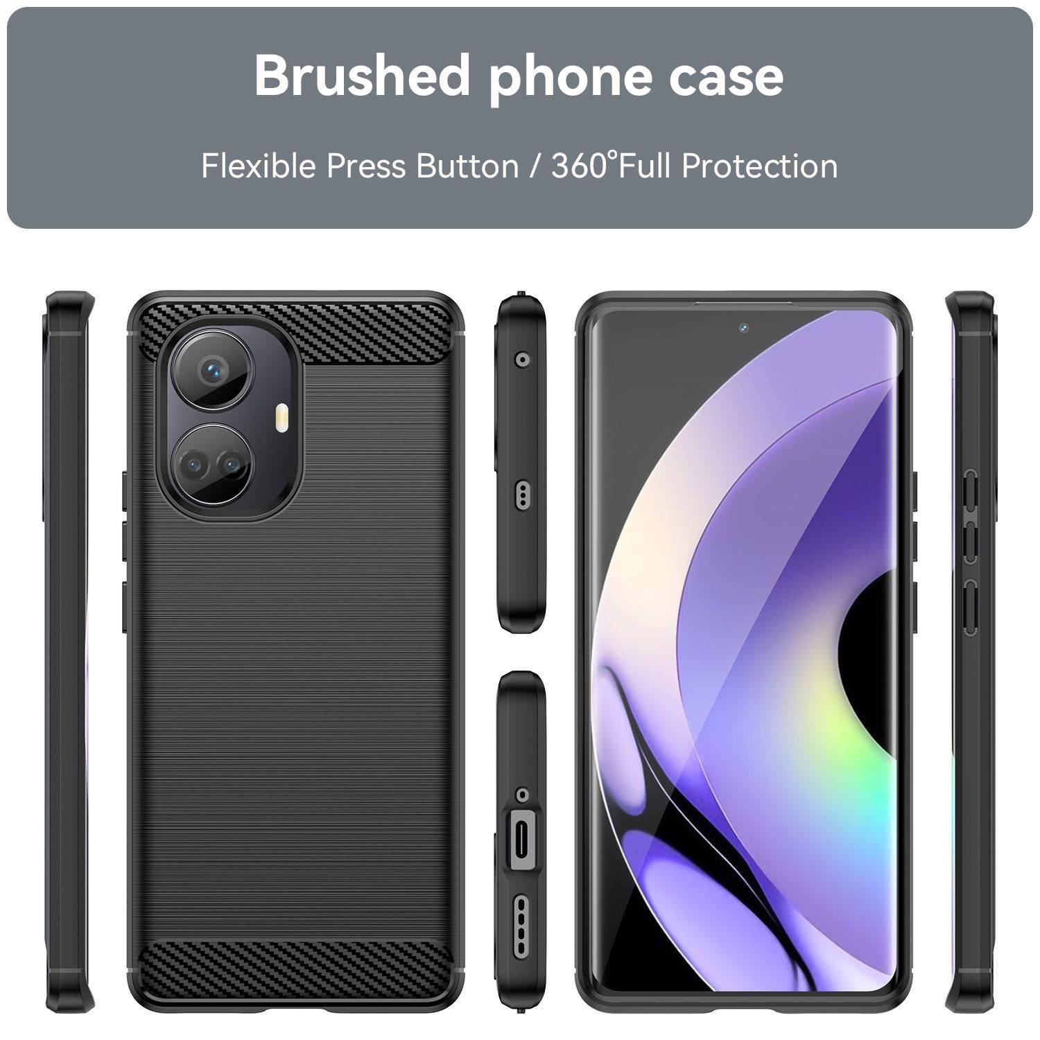 Hülle kompatibel mit realme 10 Pro+ 5G Kunststoff Soft Handyhülle - Handy Case Schwarz