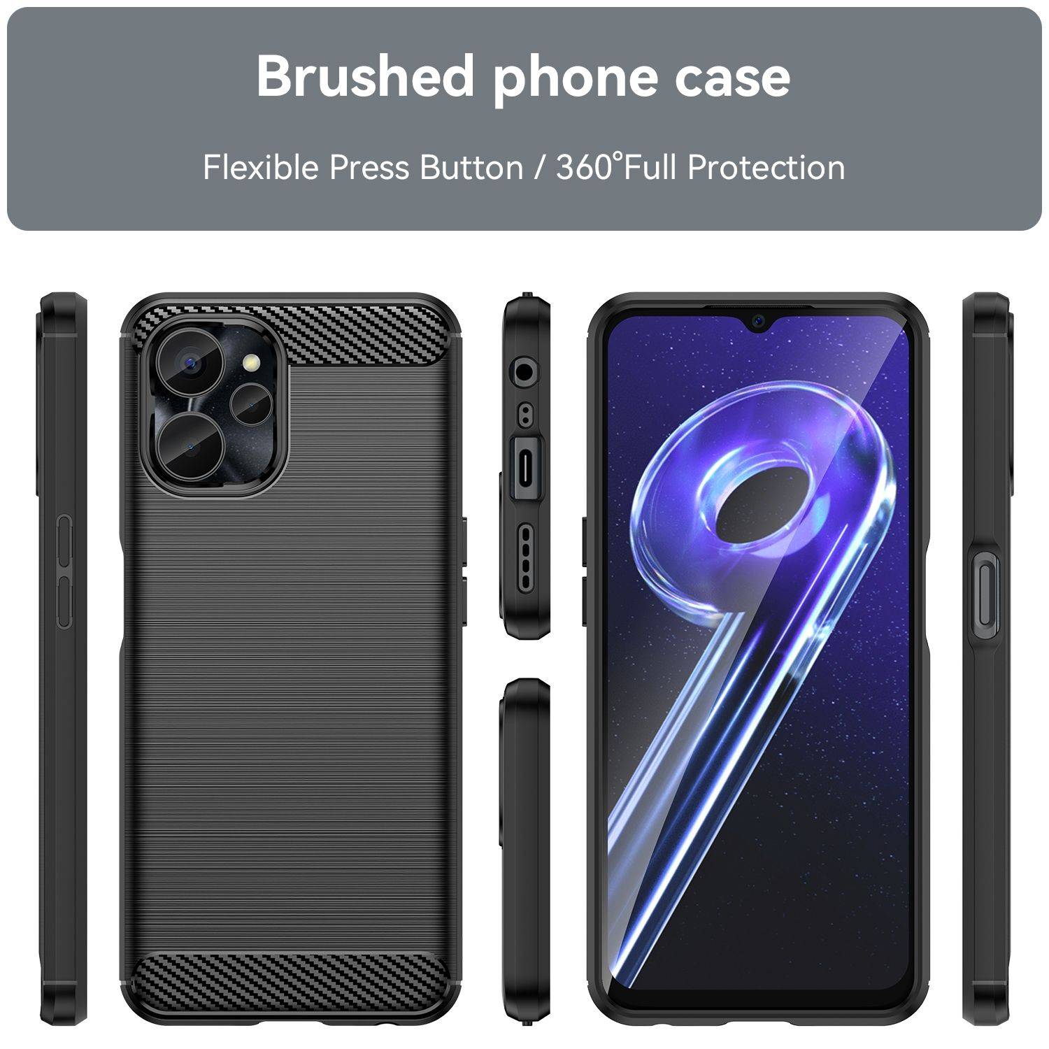 Hülle kompatibel mit realme 10s Kunststoff Soft Handyhülle - Handy Case Schwarz