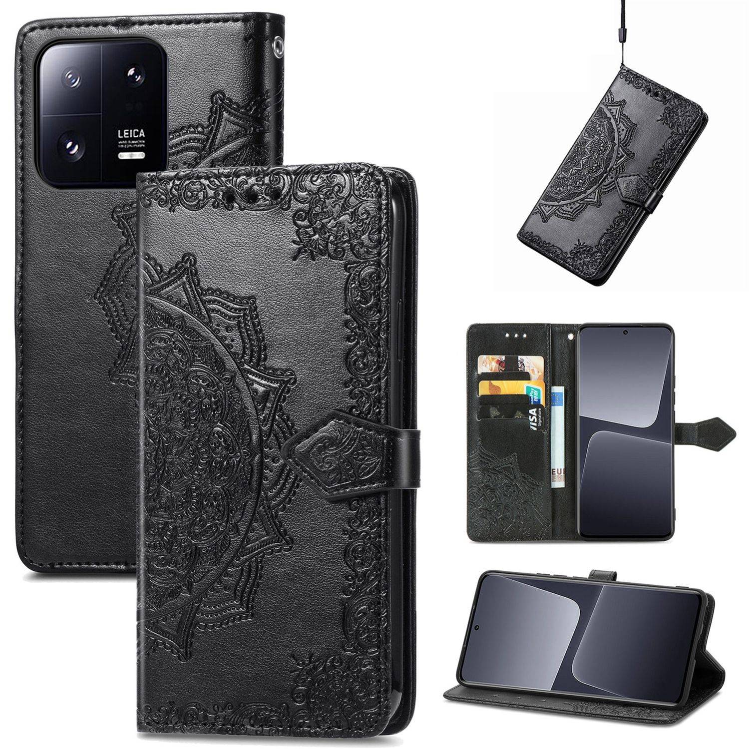 Hülle kompatibel mit Xiaomi 13 Kunstleder Handyhülle - Handy Case Schwarz