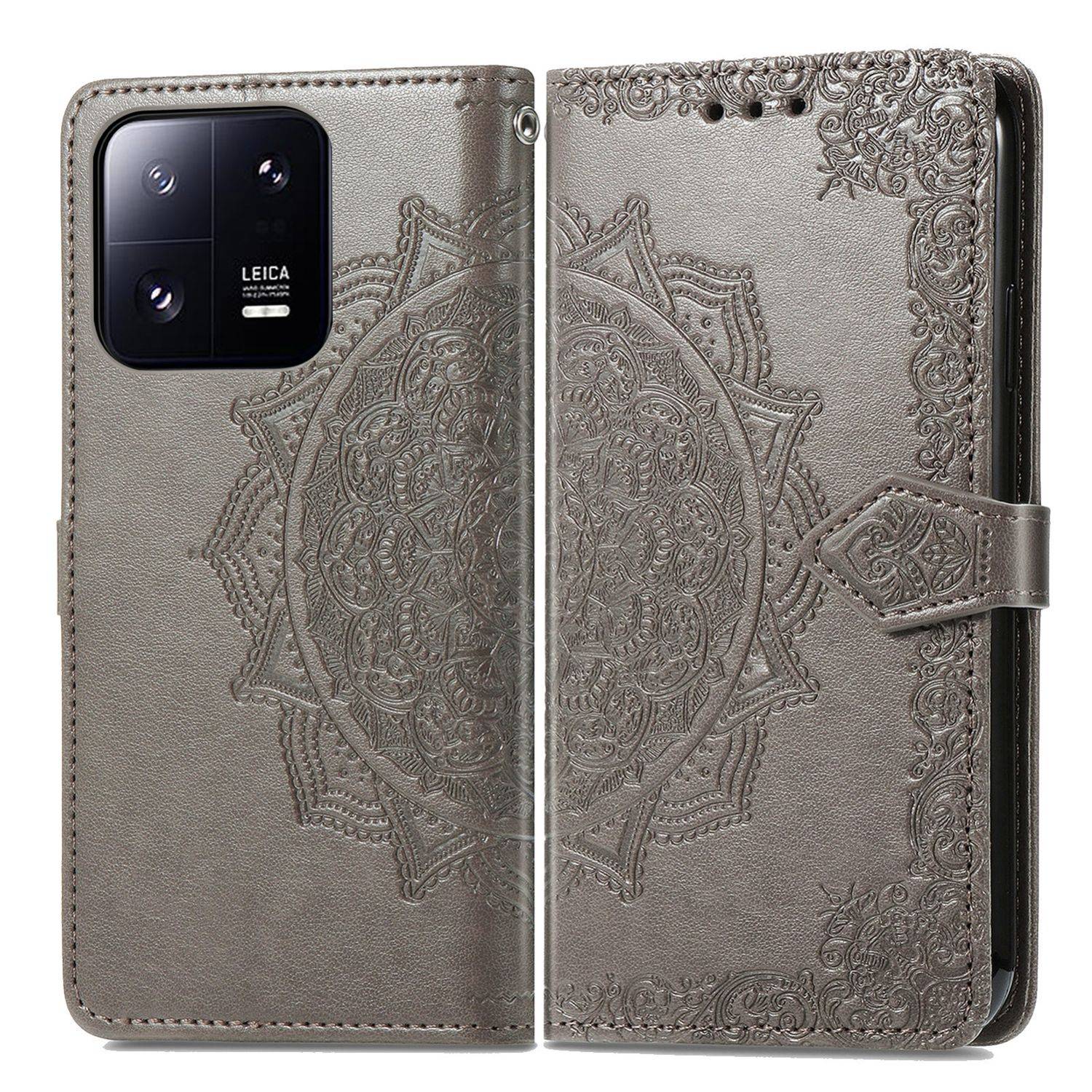 Hülle kompatibel mit Xiaomi 13 Pro Kunstleder Handyhülle - Handy Case Grau