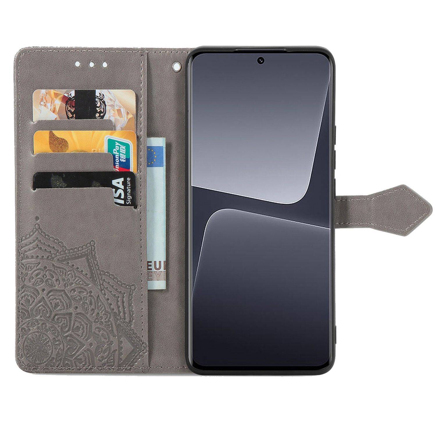 Hülle kompatibel mit Xiaomi 13 Pro Kunstleder Handyhülle - Handy Case Grau