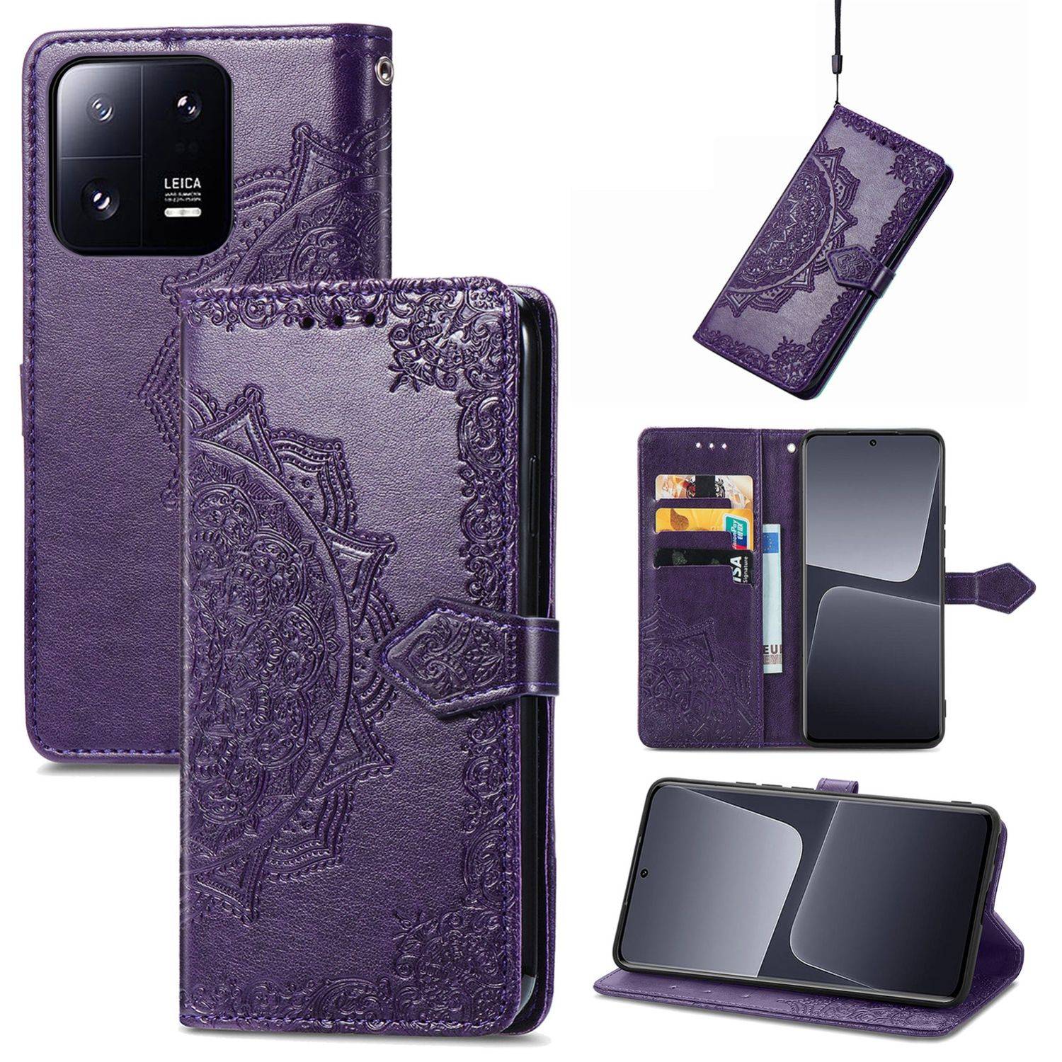 Hülle kompatibel mit Xiaomi 13 Pro Kunstleder Handyhülle - Handy Case Violett