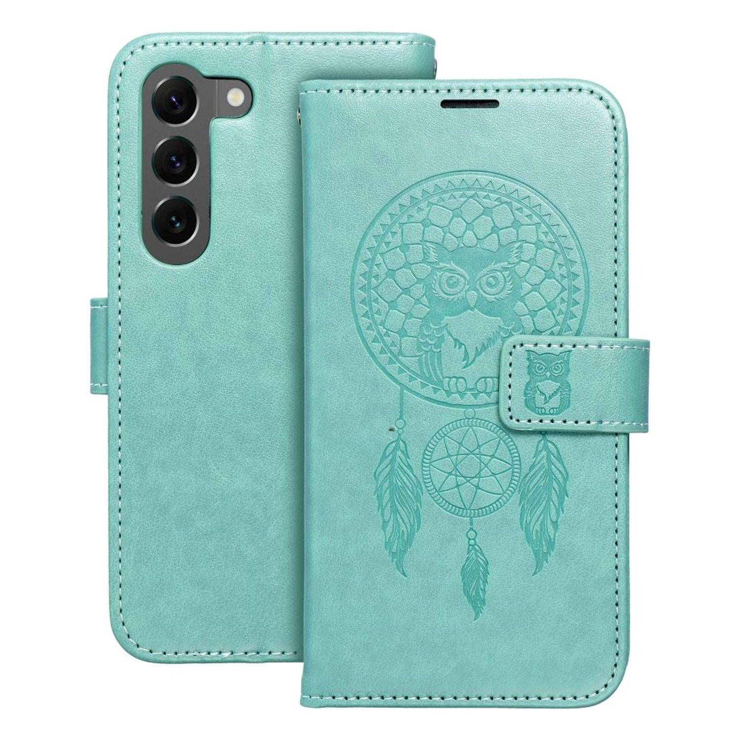 Hülle kompatibel mit Samsung Galaxy S23 Plus Kunstleder Handyhülle - Handy Case Traumfänger Grün