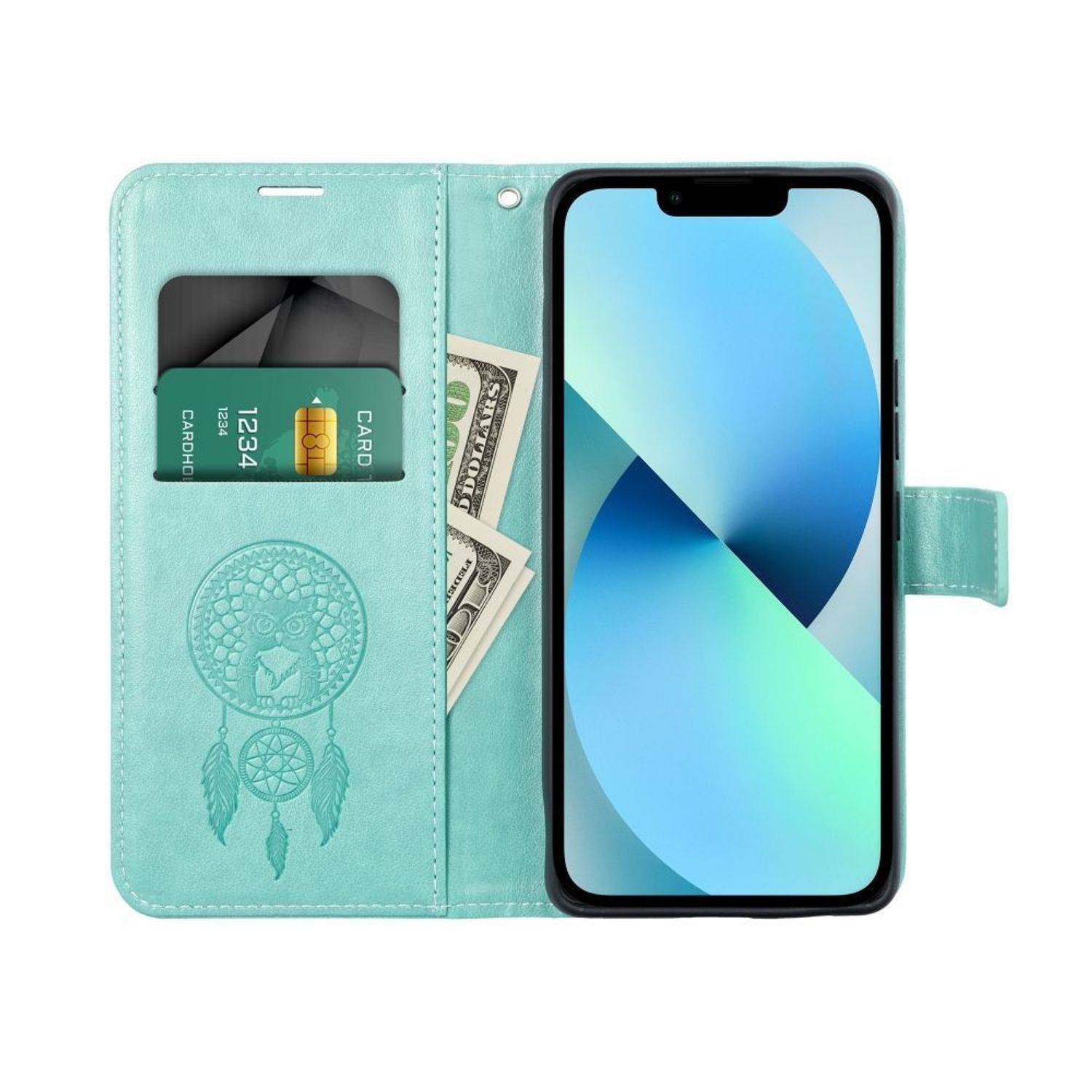 Hülle kompatibel mit Samsung Galaxy S23 Plus Kunstleder Handyhülle - Handy Case Traumfänger Grün