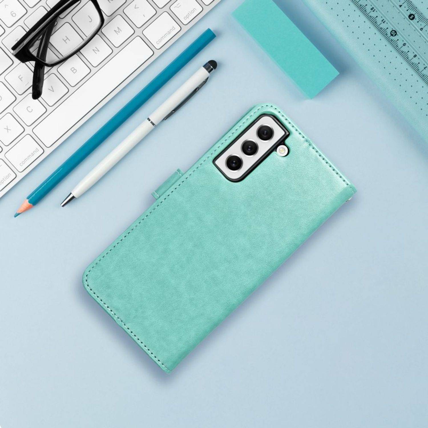 Hülle kompatibel mit Samsung Galaxy S23 Plus Kunstleder Handyhülle - Handy Case Traumfänger Grün