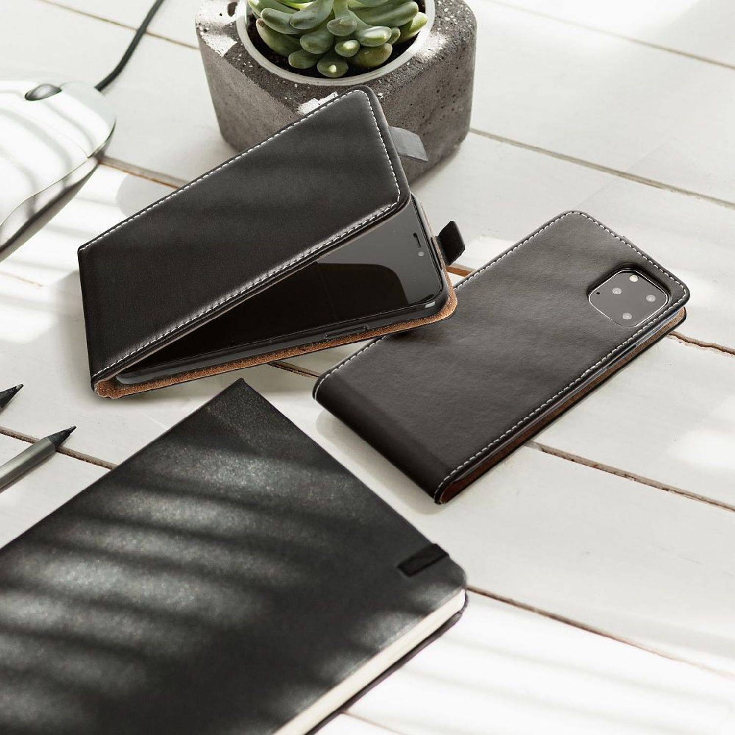 Hülle kompatibel mit Samsung Galaxy S23 Kunstleder Handyhülle - Handy Case Schwarz