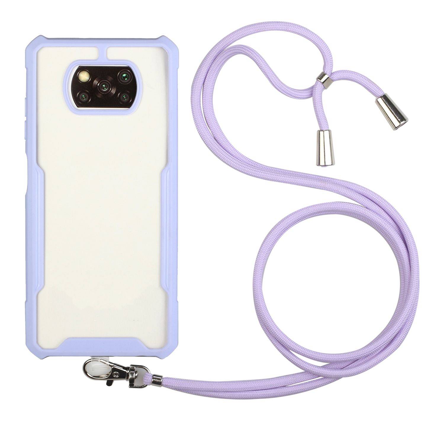 Hülle kompatibel mit Xiaomi Poco X3 Kunststoff Handykette Cover - Case Handyhülle Violett