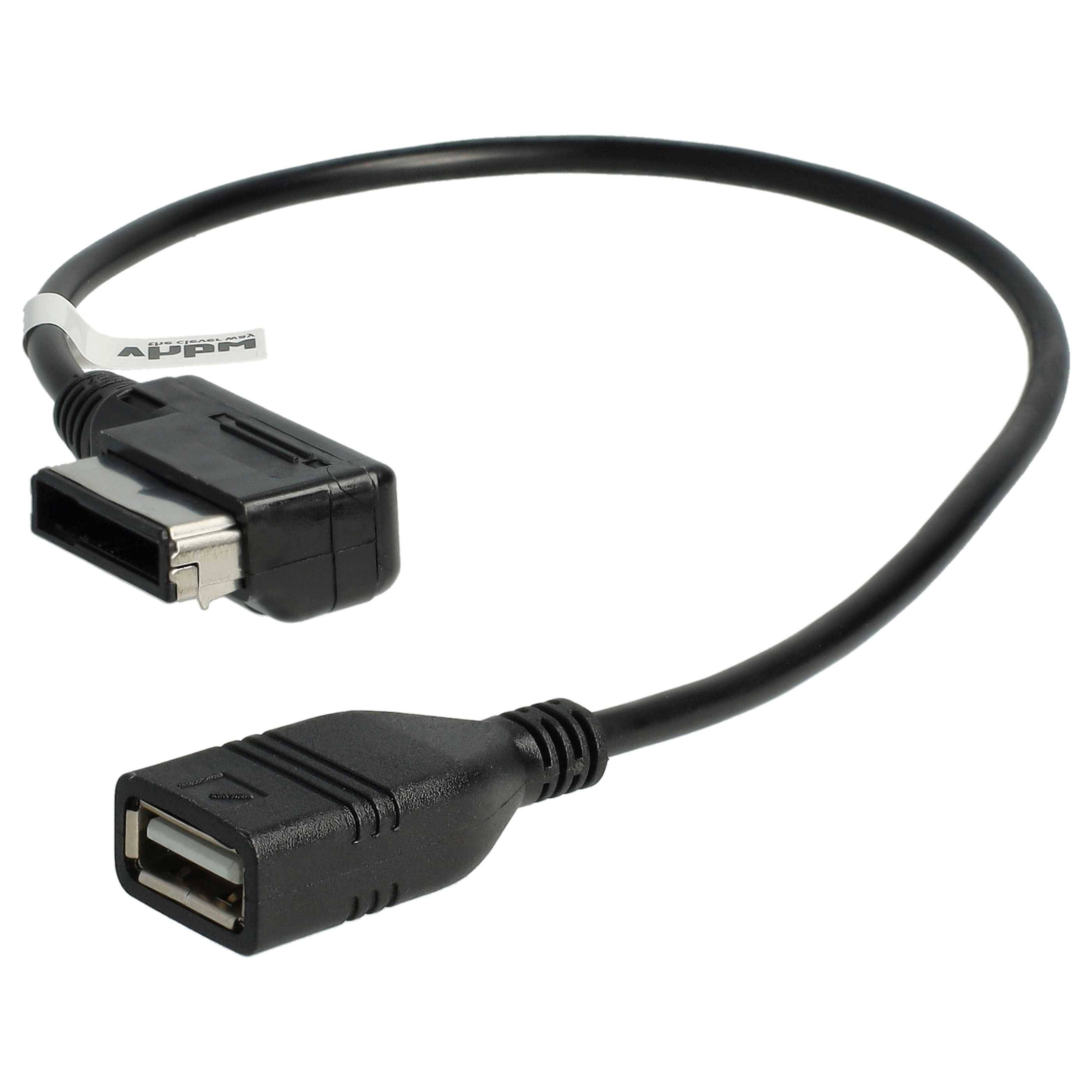 vhbw KFZ Audio Kabel kompatibel mit Skoda Fabia, MDI (mobile device interface), Octavia, Roomster, Superb, Yeti - USB-Adapter, 37,1 cm Schwarz