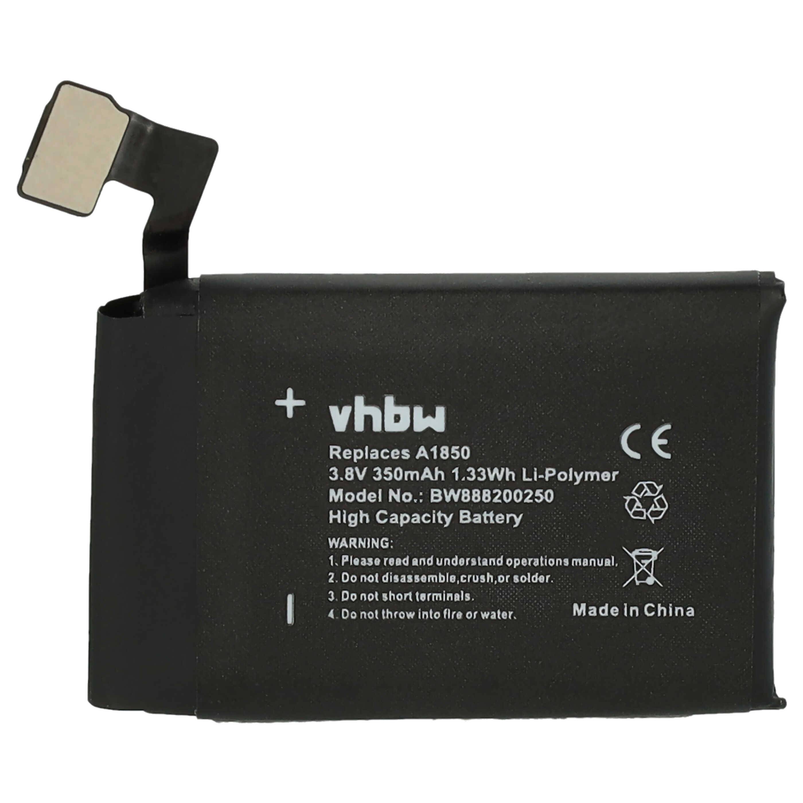 vhbw Akku Ersatz für Apple A1850 | für Smartwatch Uhr Fitnessarmband (350 mAh, 3,8 V, Li-Polymer) + Werkzeug-Set