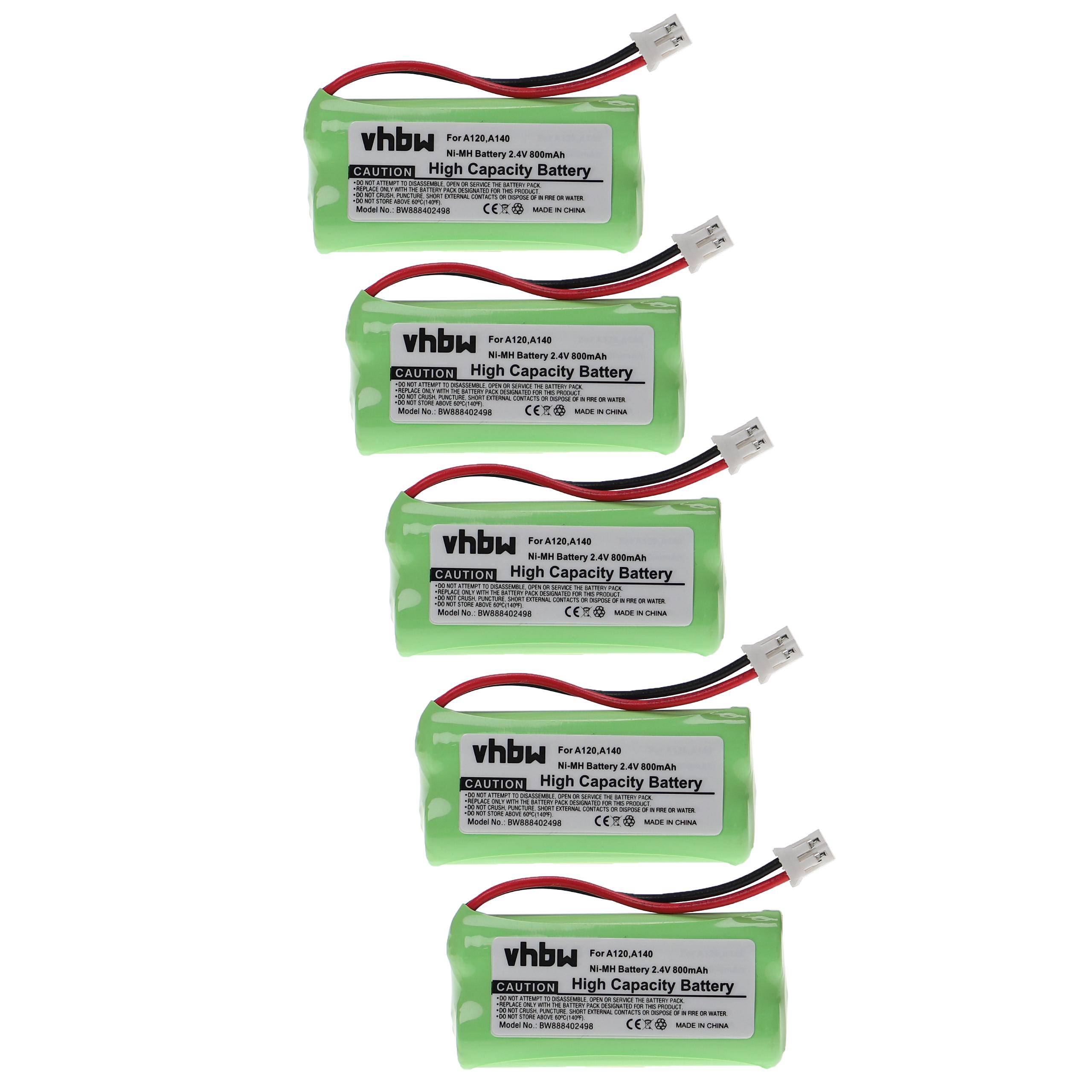 vhbw 5x Akku Ersatz für V30145-K1310-X383 | für schnurlos Festnetz Telefon (800 mAh, 2,4 V, NiMH)