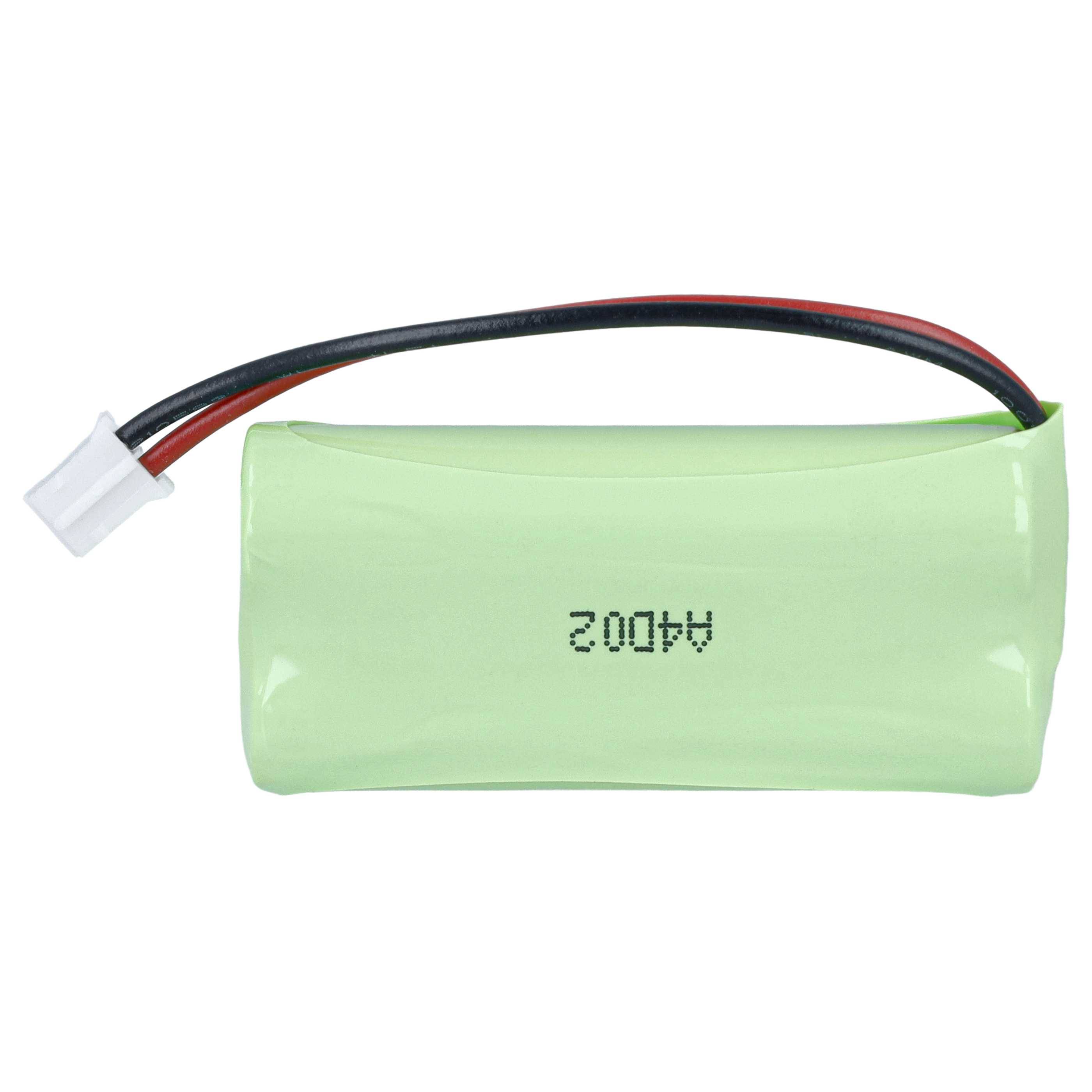 Grüner wiederaufladbarer Batteriepack mit Zweileiter-Stecker und weißem Stecker.