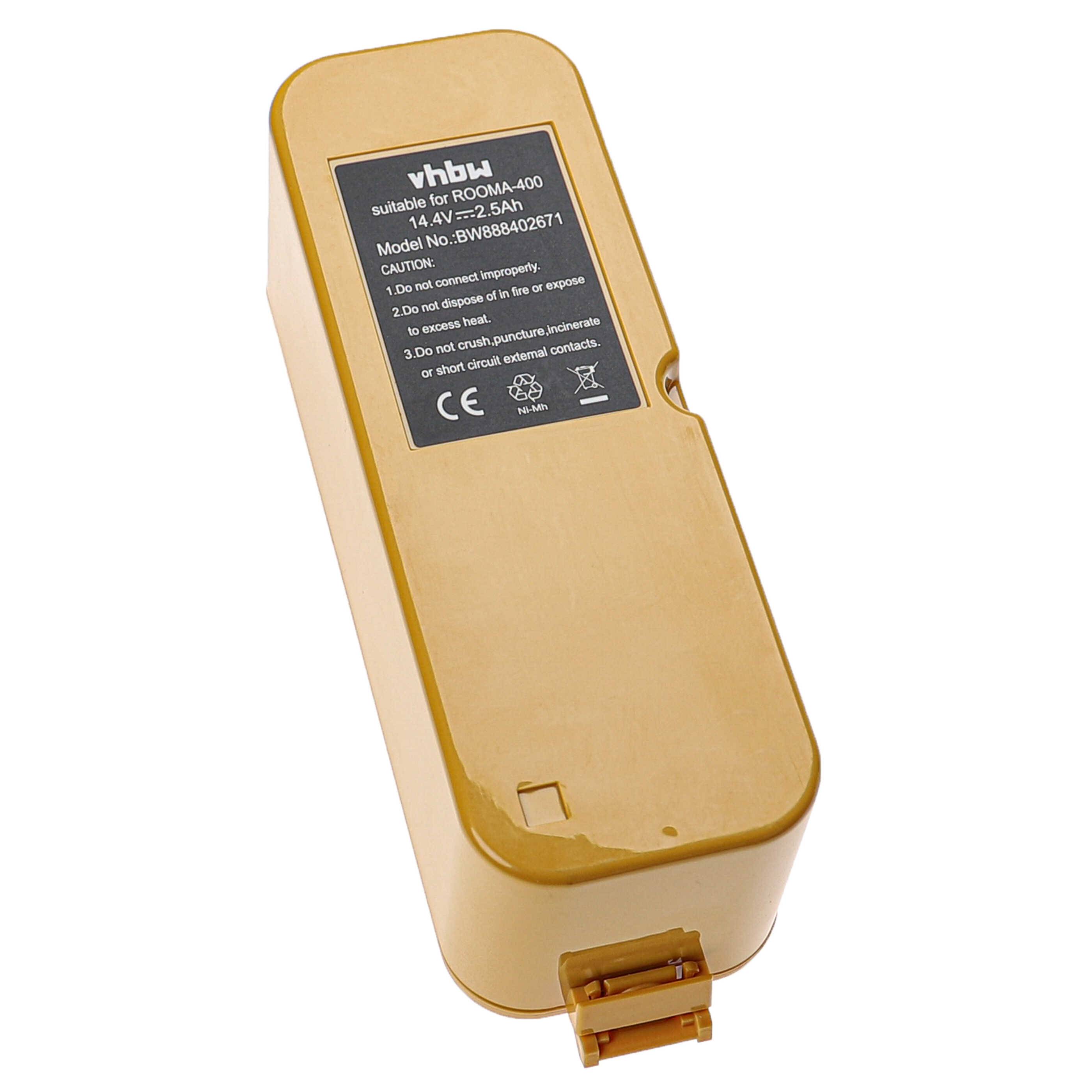 vhbw Akku kompatibel mit iRobot Roomba Intelligent Robotic M-288B, Pink Ribbon 4188, Pro 610, Pro Elite 3100 Saugroboter (2500mAh, 14,4V, NiMH)