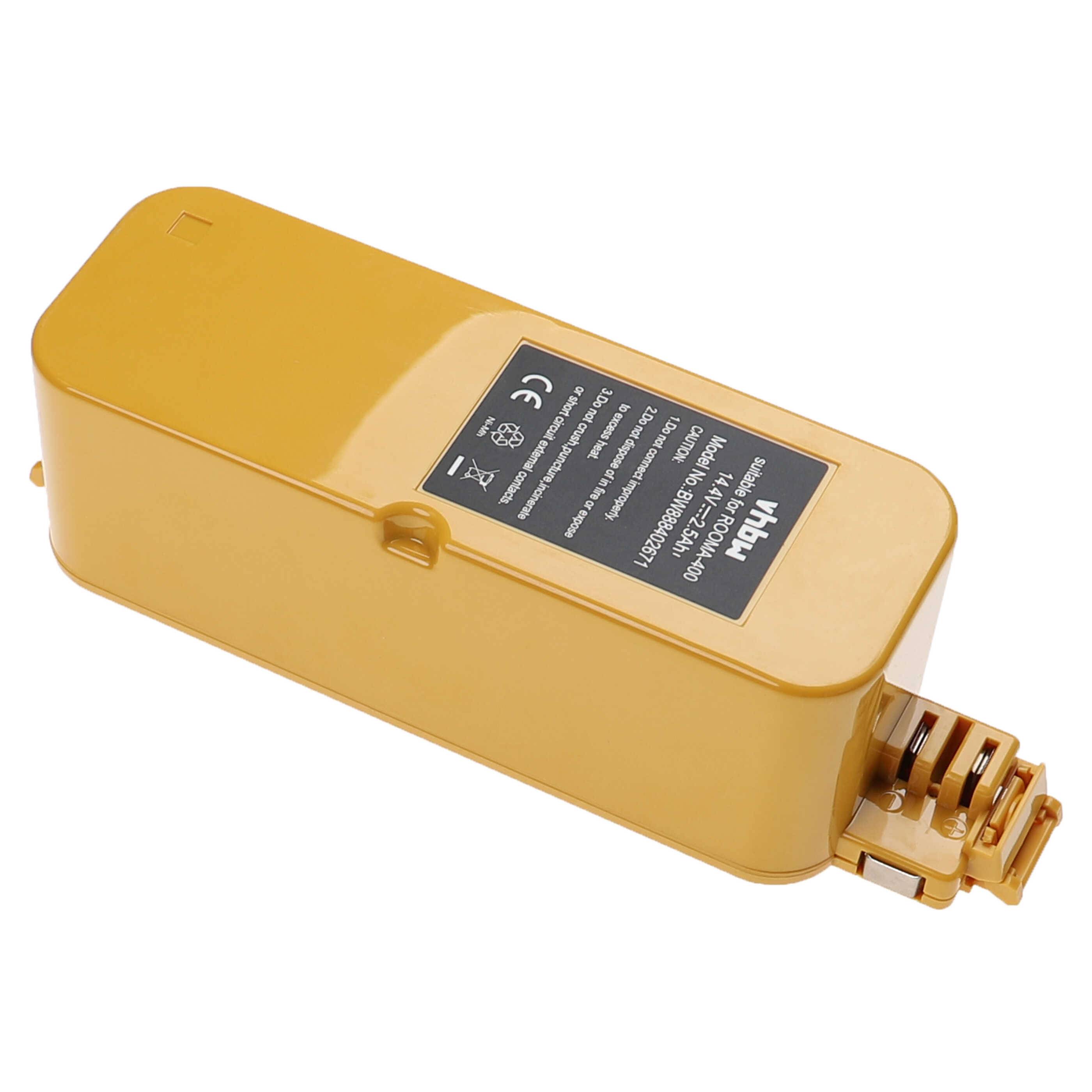 vhbw Akku kompatibel mit iRobot Roomba 400, 405, 410, 415, 4130, 4105, 4110, 40901, 4000, 4100 Saugroboter Gelb (2500 mAh, 14,4 V, NiMH)