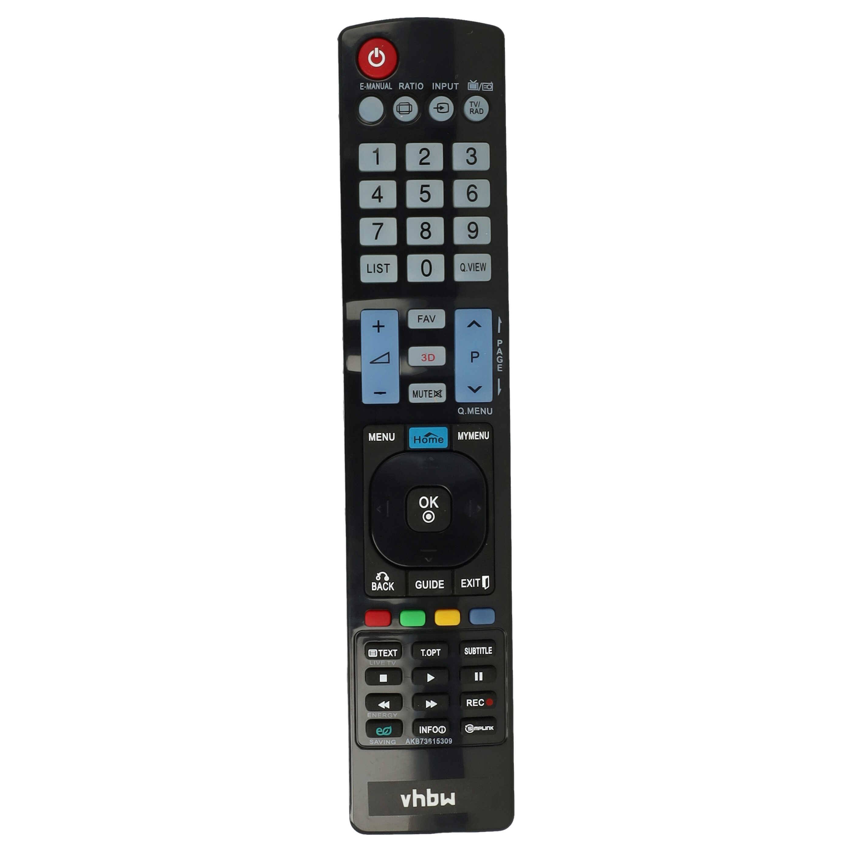 vhbw Fernbedienung kompatibel mit LG 47LM7600, 47LM6410, 47LM6200, 47LM6700, 50PM6700, 50PM4700, 47LM8600 Fernseher, TV - Ersatzfernbedienung