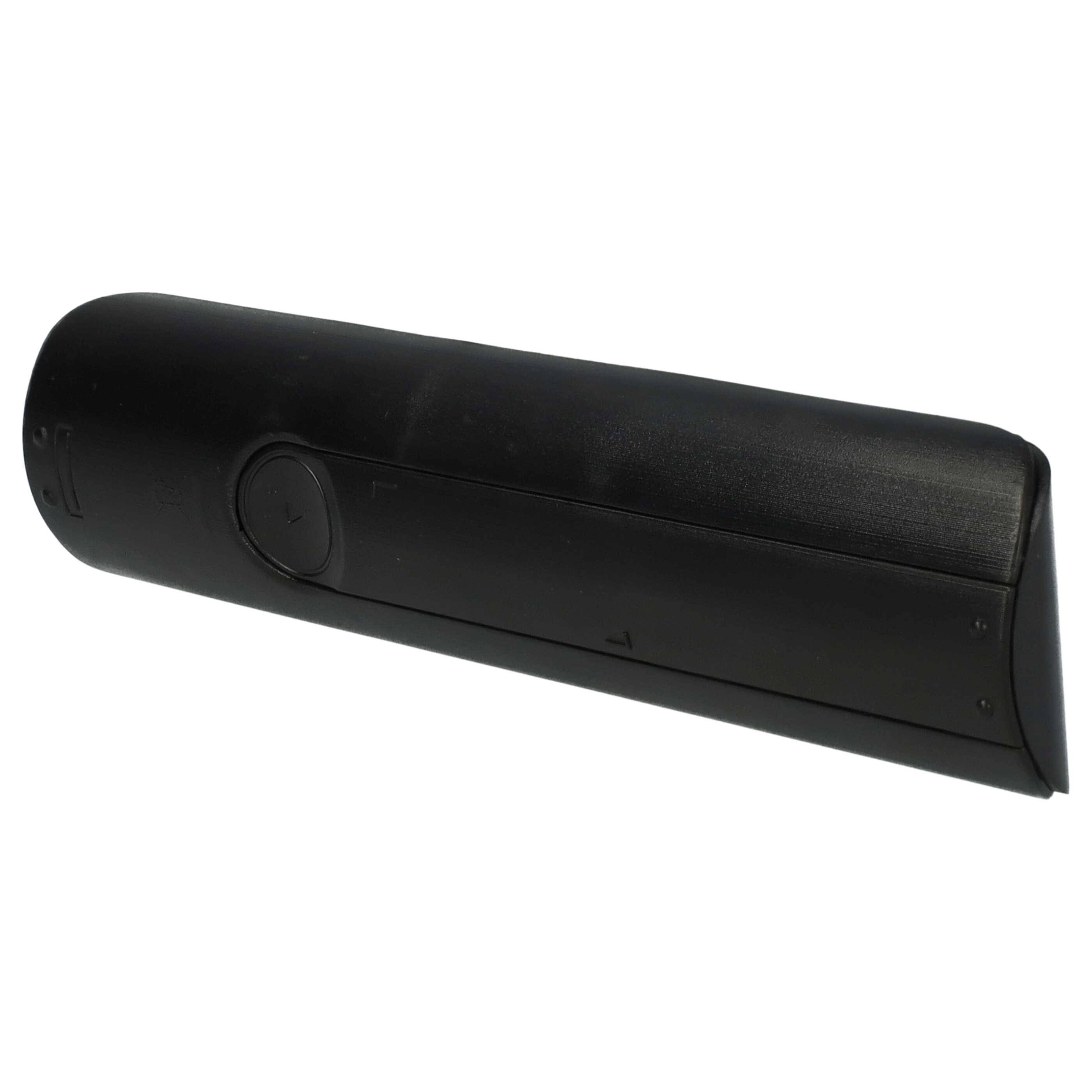 Ein zylindrisches schwarzes Batteriepack mit einer sichtbaren Verriegelung an der Seite.