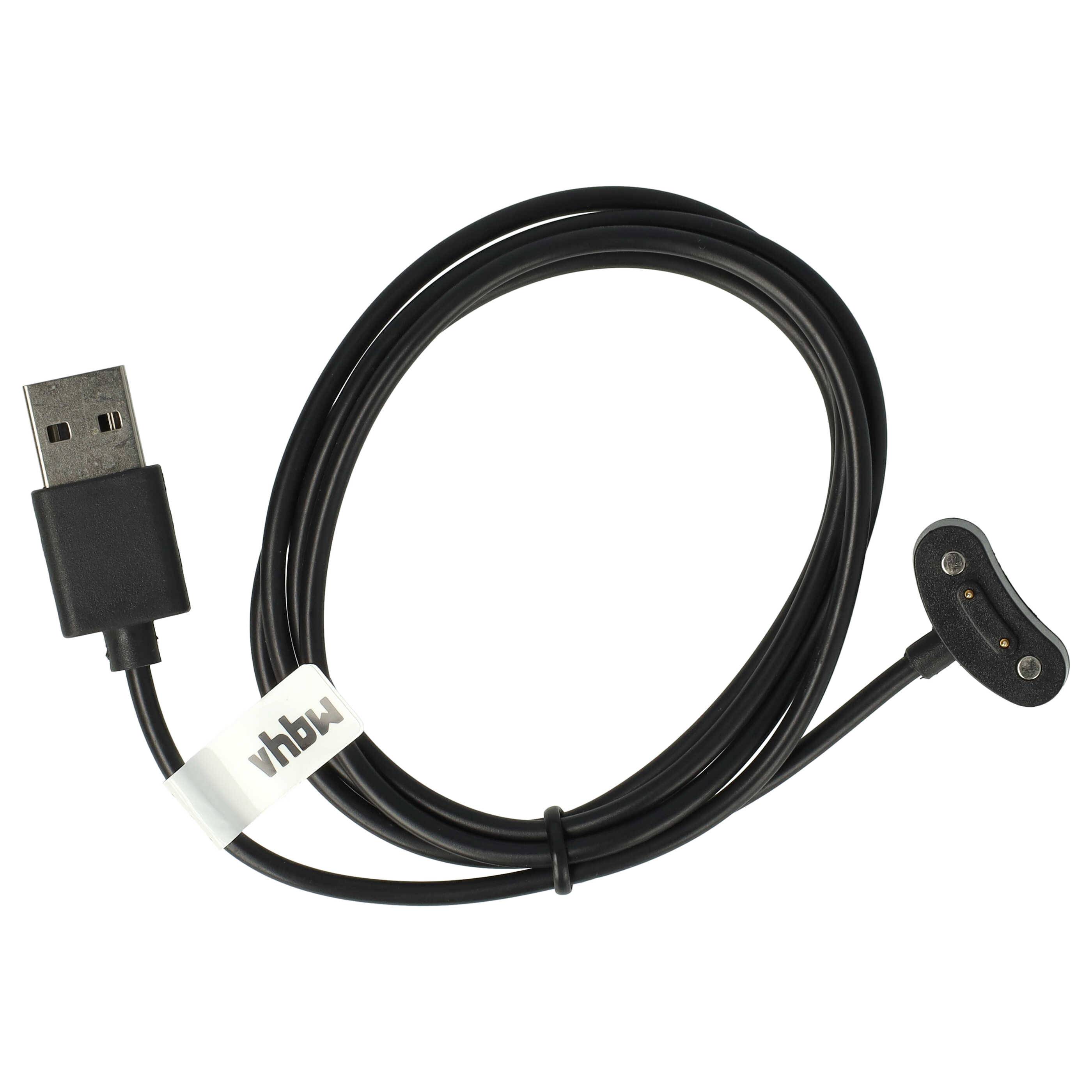 vhbw USB Ladekabel kompatibel mit Mobvoi TicWatch Pro 3 | Pro 3 LTE, E3, Pro 3 Ultra Smartwatch Fitnesstracker - Ladestation Schwarz, 100 cm
