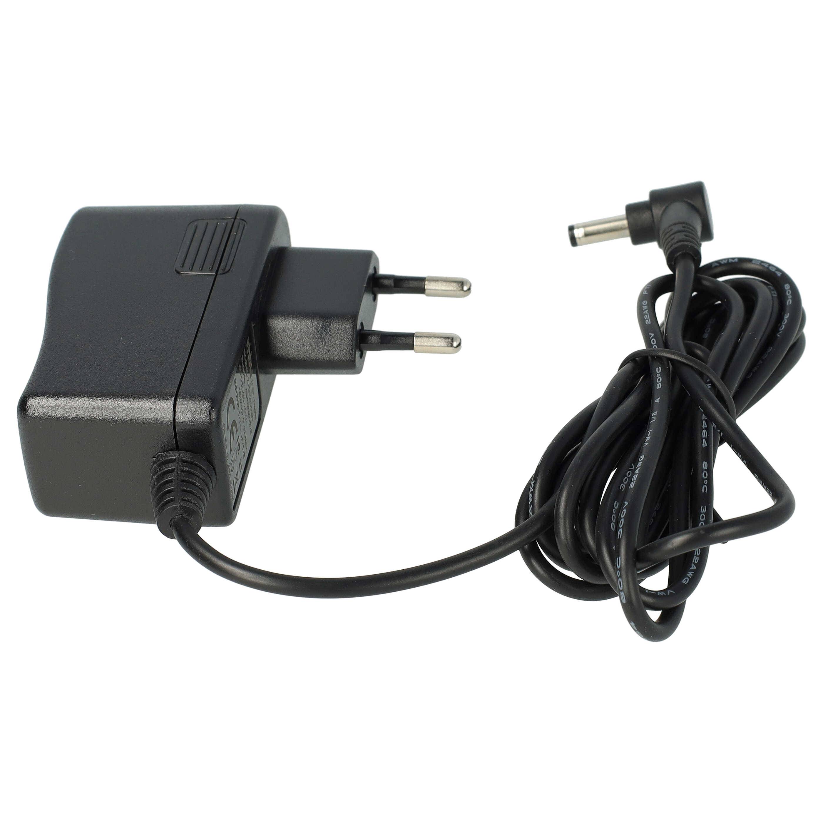 Ein schwarzer elektrischer Stromadapter mit europäischem Stecker und angeschlossenem Kabel.