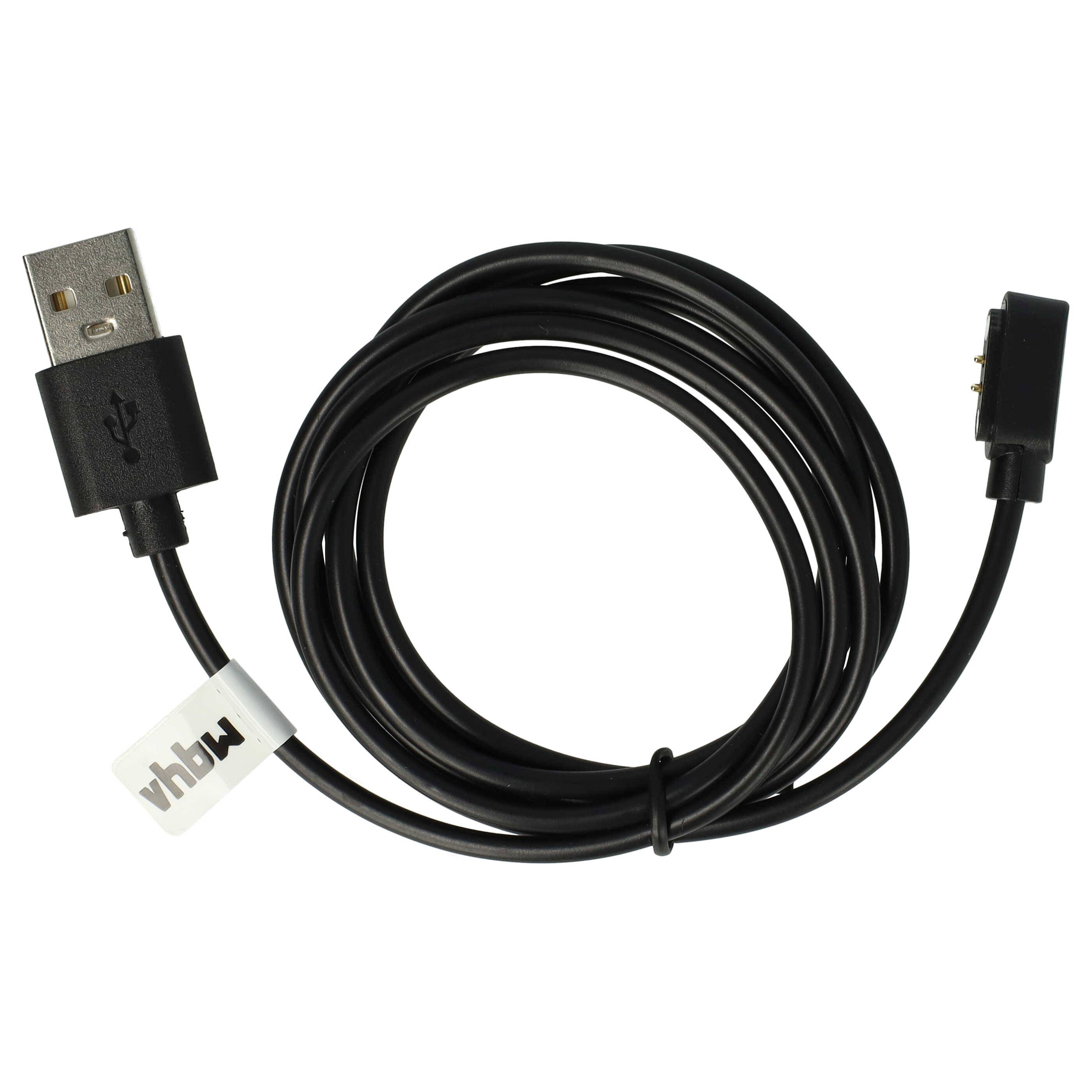 vhbw USB Ladekabel kompatibel mit Mobvoi TicWatch GTH Smartwatch, Fitnesstracker - Ladestation, Ersatzkabel, Schwarz, 120 cm